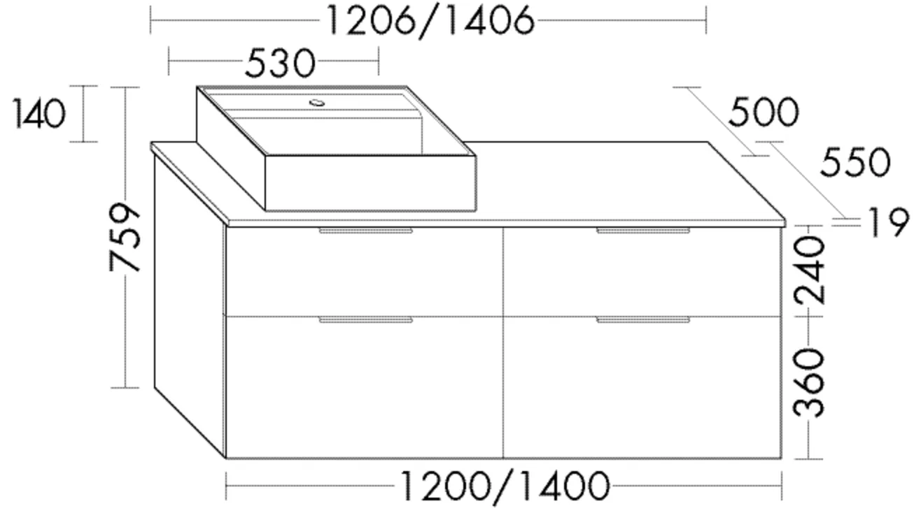 Keramik-Wt inkl. Wtu (SGUS120), Eqio, 550x1206x759, Lack Matt