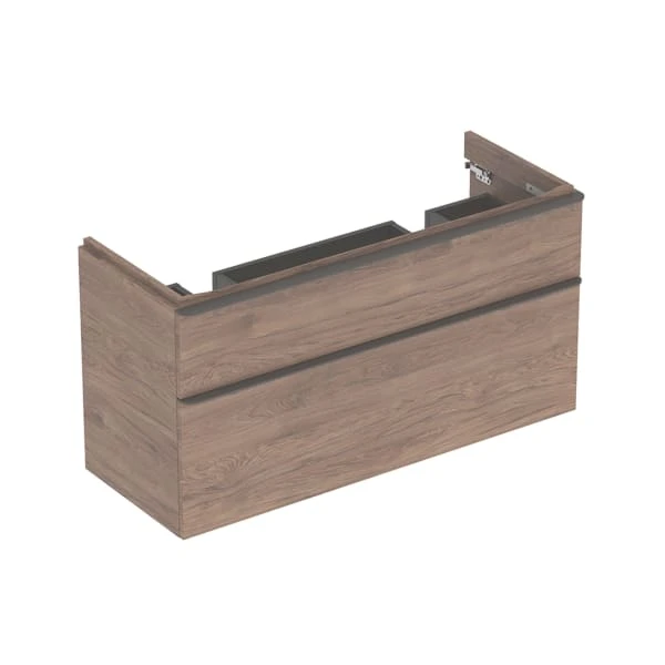 Geberit Smyle Square Unterschrank für Doppelwaschtisch, Nussbaum hickory, 118,4 x 61,7 x 47 cm