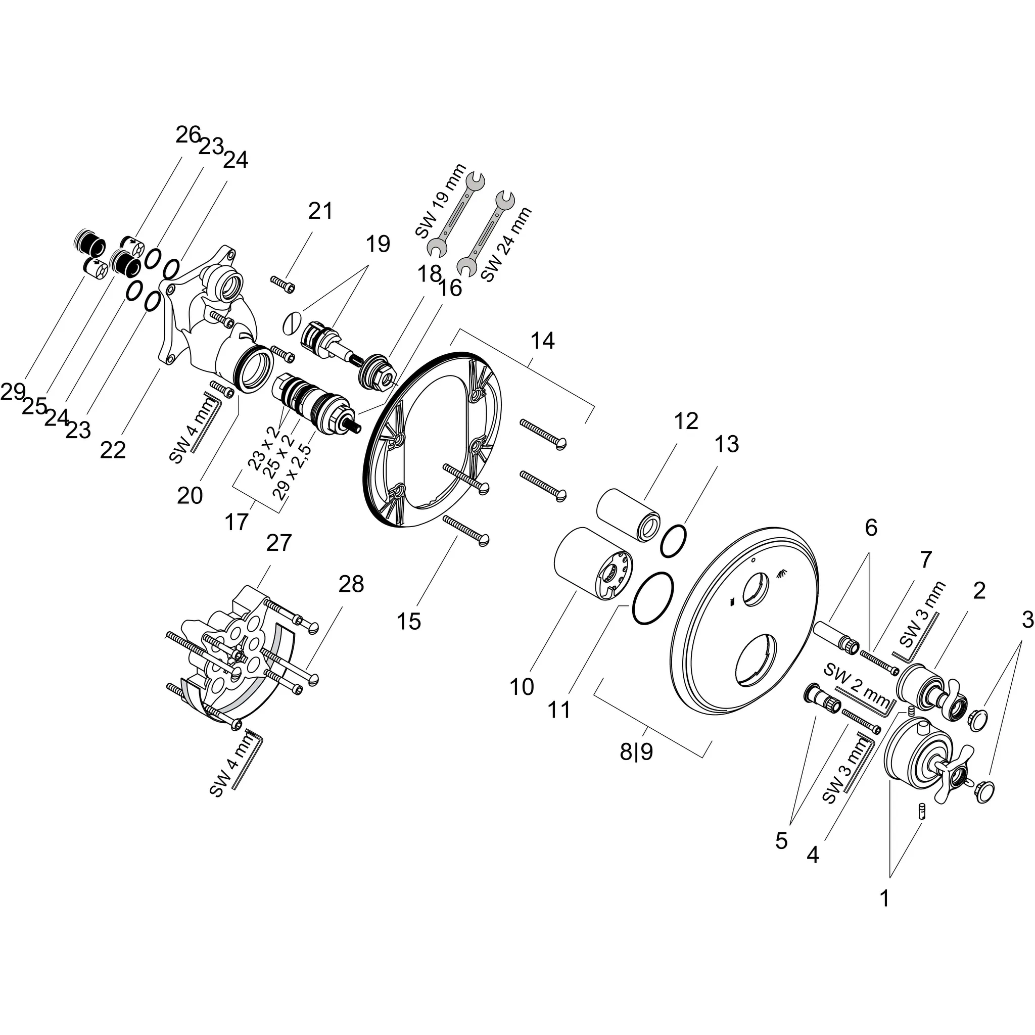 Thermostat UP Axor Montreux F-Set chrom mit Absperr-u.Umstellventil