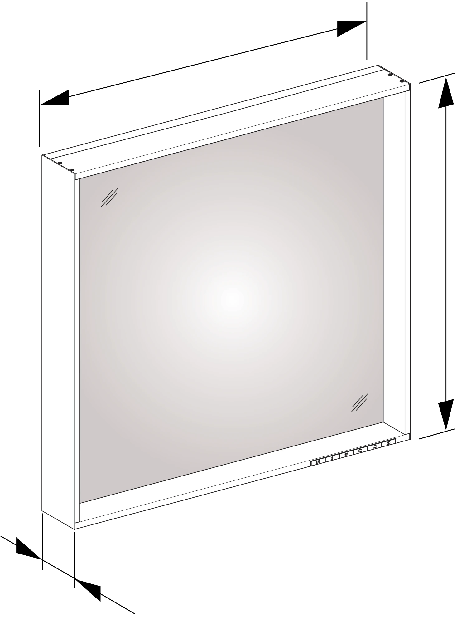 KEUCO Spiegel „X-Line“ in Weiß, mit Spiegelheizung 800 × 700 mm