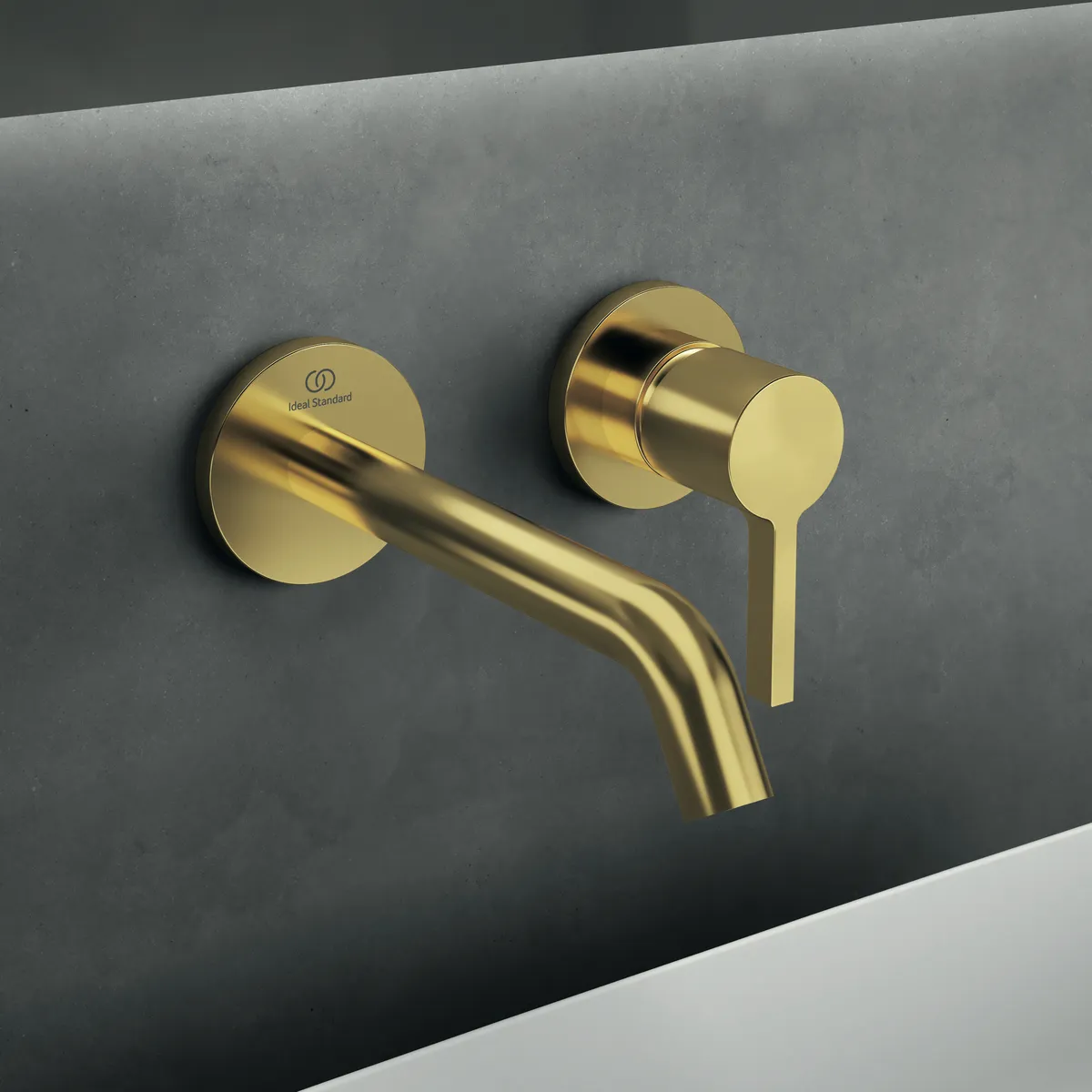 Ideal Standard Joy Arm Wand-Waschtischarmatur A7378A2, runde Rosette, 180mm Ausladung, Brushed Gold Ideal Standard Joy Arm Wand-Waschtischarmatur A7378A2, runde Rosette, 180mm Ausladung, Brushed Gold