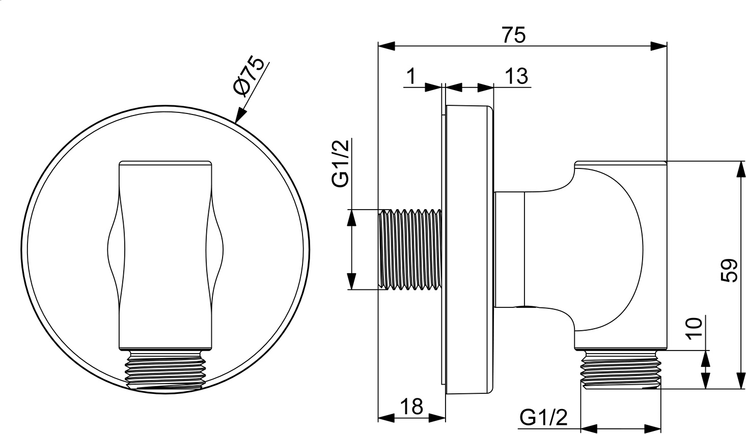 Wandanschlussbogen „Oras Group“ in Matt-Schwarz Wandanschlussbogen „Oras Group“ in Matt-Schwarz