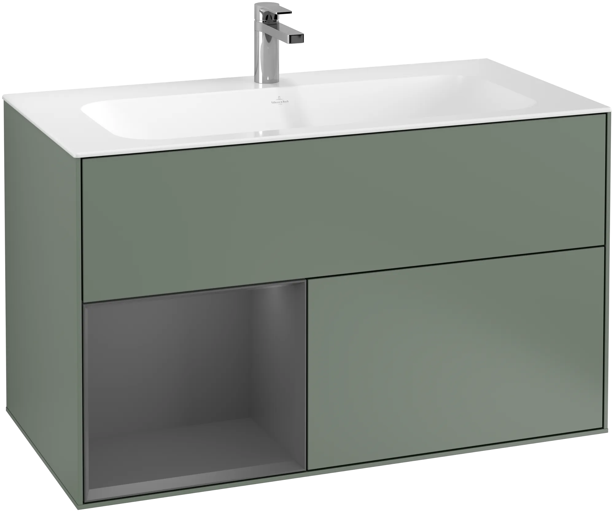 Villeroy & Boch Finion Waschbeckenunterschrank G03, 996x591x498mm, Olive Matt Lacquer / Anthracite Matt Lacquer