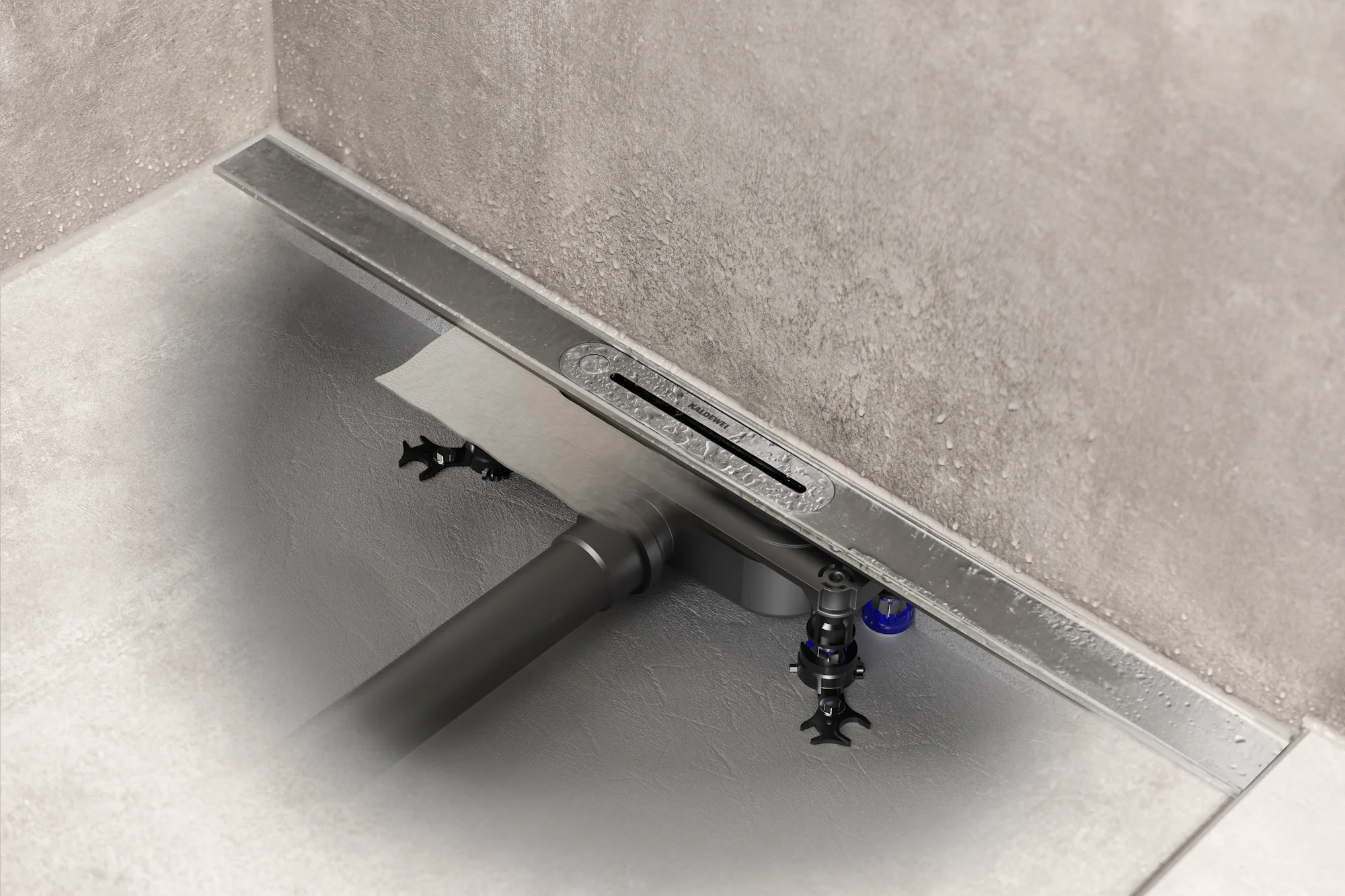 Kaldewei FlowLine ZERO Duschprofil Edelstahl gebürstet, 900 mm Länge, 55 mm Breite, MADE IN GERMANY