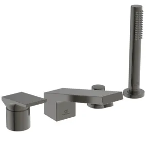Ideal Standard 4-Loch-Badearmatur Extra mit Handbrause, Serie: Extra, Farbe: Magnetic Grey Ideal Standard 4-Loch-Badearmatur Extra mit Handbrause, Serie: Extra, Farbe: Magnetic Grey