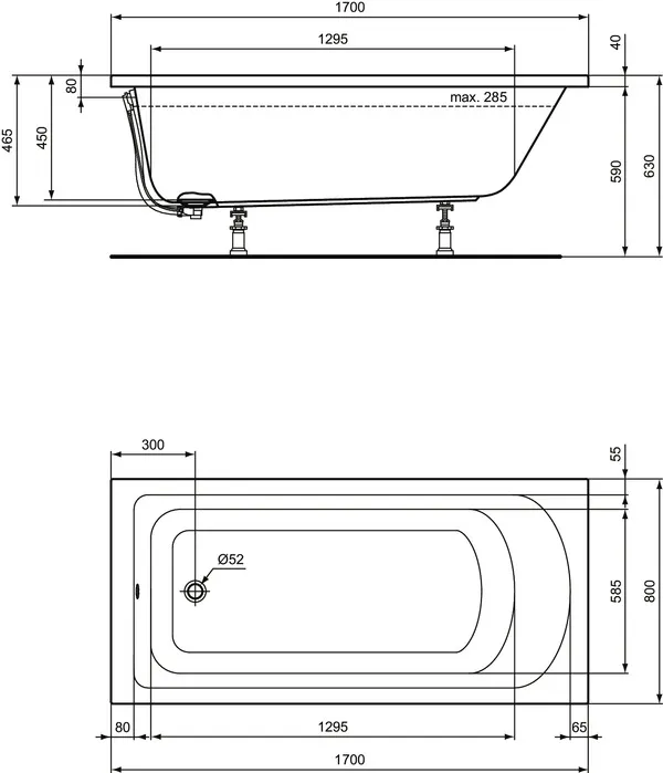 Ideal Standard Badewanne „HotlineNeu“ 80 × 170 cm Ideal Standard Badewanne „HotlineNeu“ 80 × 170 cm