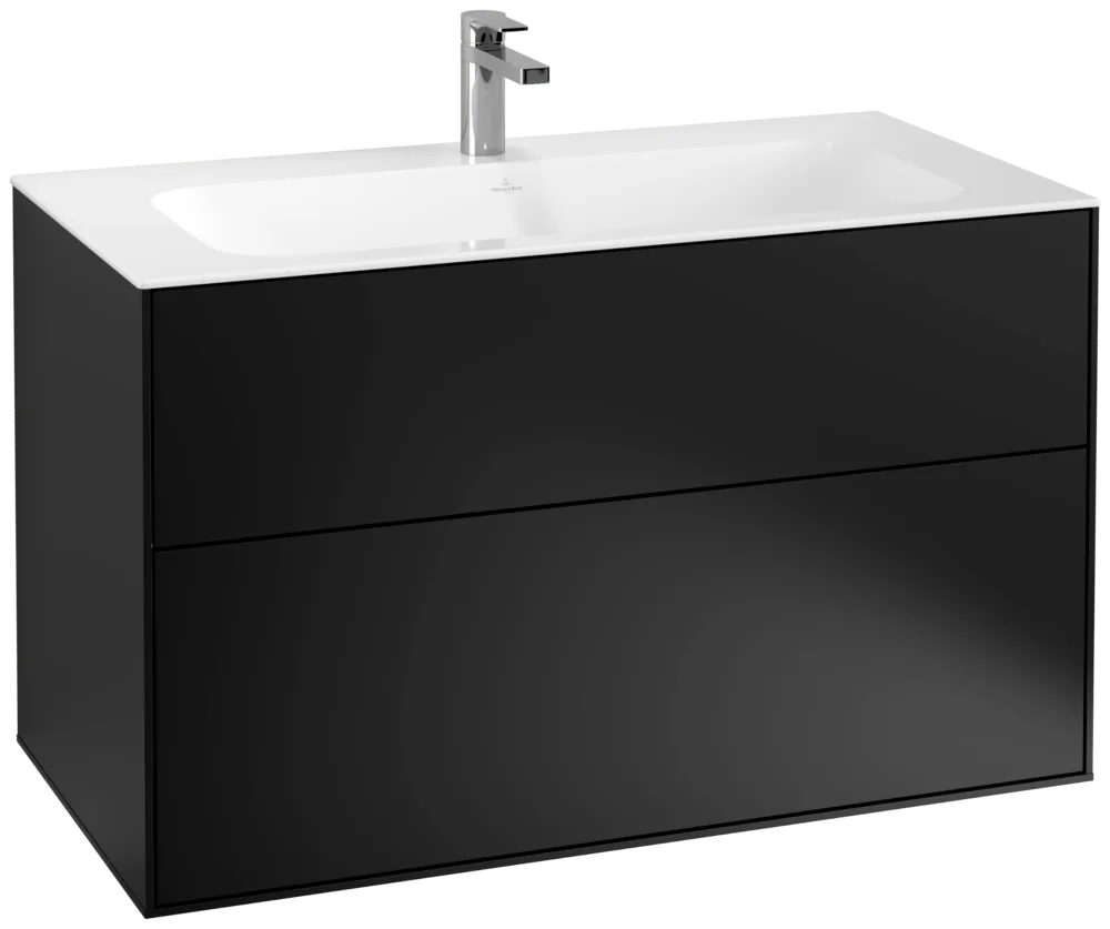 Villeroy & Boch Waschbeckenunterschrank Finion F02, 996x591x498 mm, Black Matt Lacquer, mit SoftClosing und Push-to-open Funktion Villeroy & Boch Waschbeckenunterschrank Finion F02, 996x591x498 mm, Black Matt Lacquer, mit SoftClosing und Push-to-open Funktion