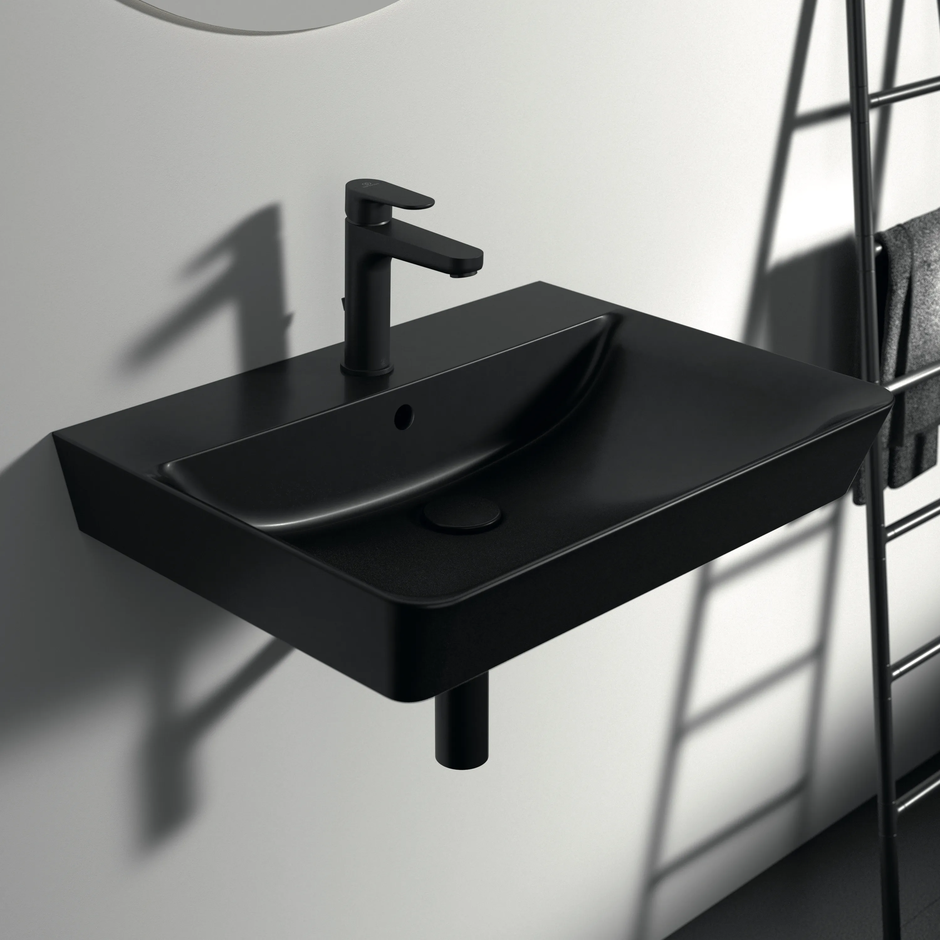 Waschbecken „ConnectAir“ 60 × 46 × 16 cm, Hahnlochposition mittig in Schwarz Matt Waschbecken „ConnectAir“ 60 × 46 × 16 cm, Hahnlochposition mittig in Schwarz Matt