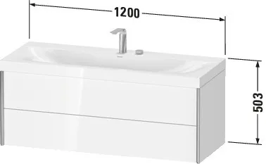 Duravit Waschtischunterschrank wandhängend „XViu“ 120 × 50,3 × 48 cm in Schwarz Hochglanz