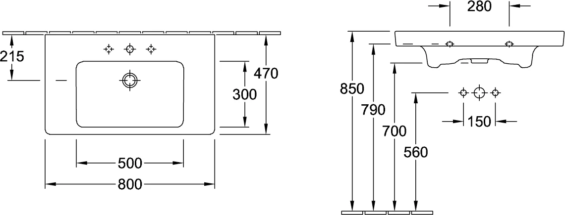 Villeroy & Boch Subway 2.0 Schrankwaschtisch 800x475 mm Rechteck 1HL. mit Überlauf Weiß Alpin Villeroy & Boch Subway 2.0 Schrankwaschtisch 800x475 mm Rechteck 1HL. mit Überlauf Weiß Alpin