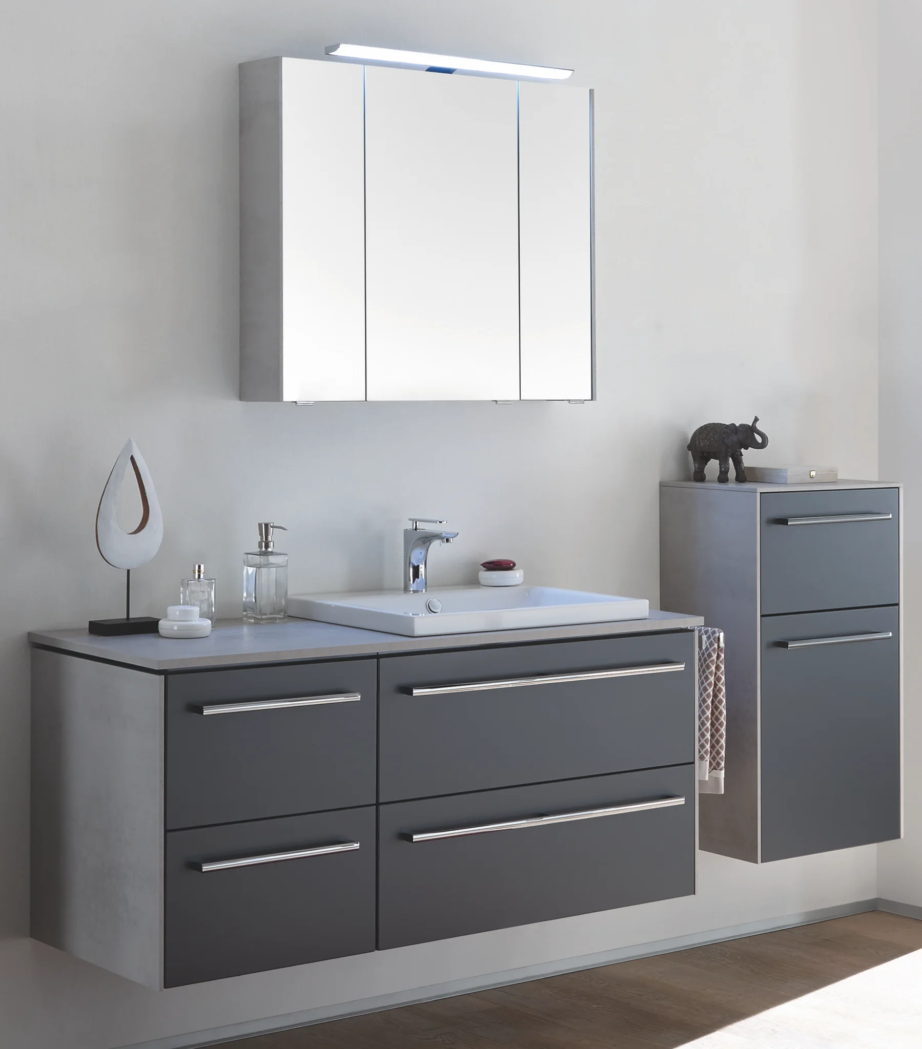 Aufsatzwaschtisch „Puro“ 60 × 46 cm, mit Überlauf in cool grey 70 mit Perl-Effekt Aufsatzwaschtisch „Puro“ 60 × 46 cm, mit Überlauf in cool grey 70 mit Perl-Effekt