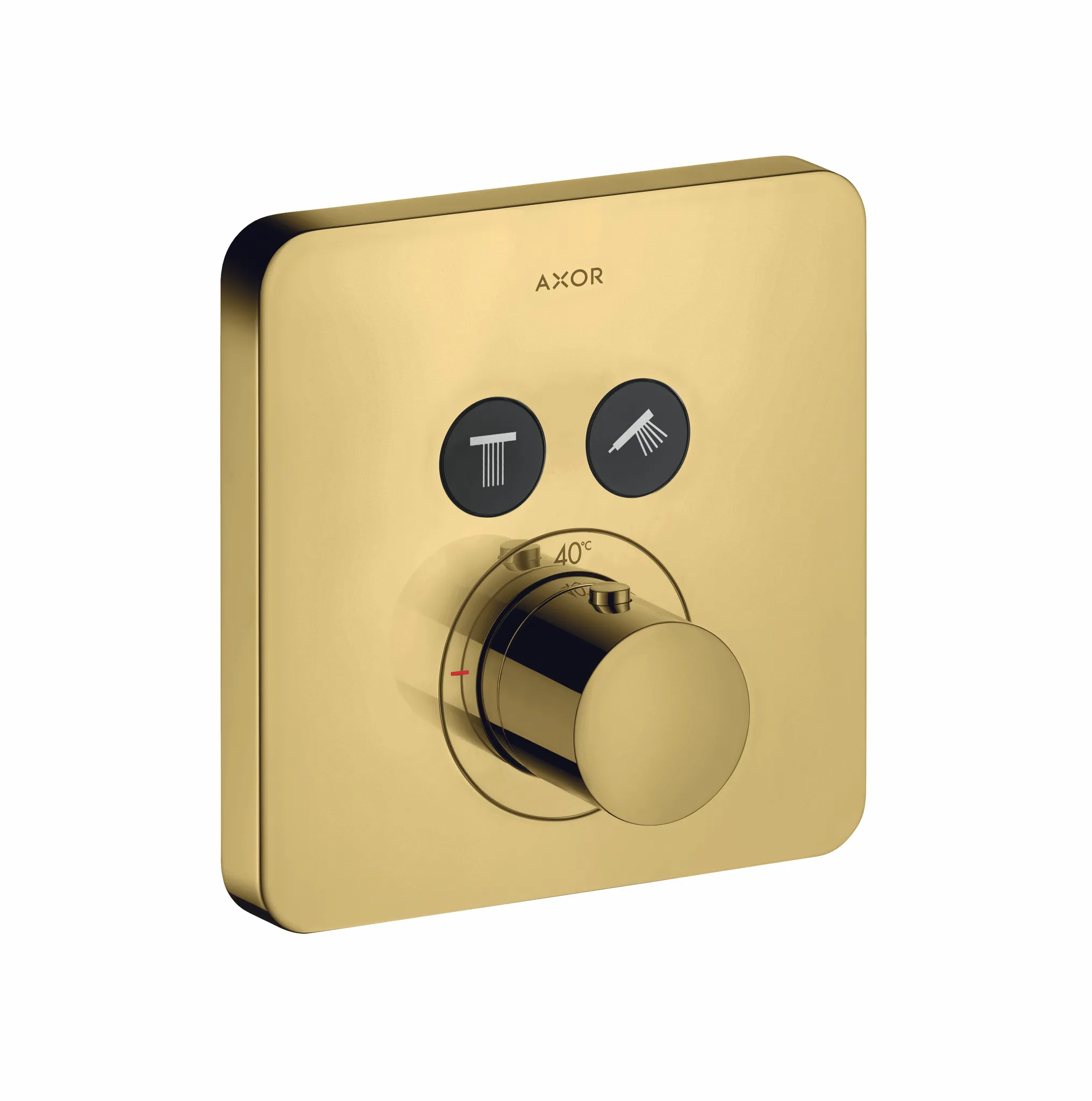 Hansgrohe AXOR ShowerSolutions Thermostat Unterputz softsquare für 2 Verbraucher, Polished Gold Optic