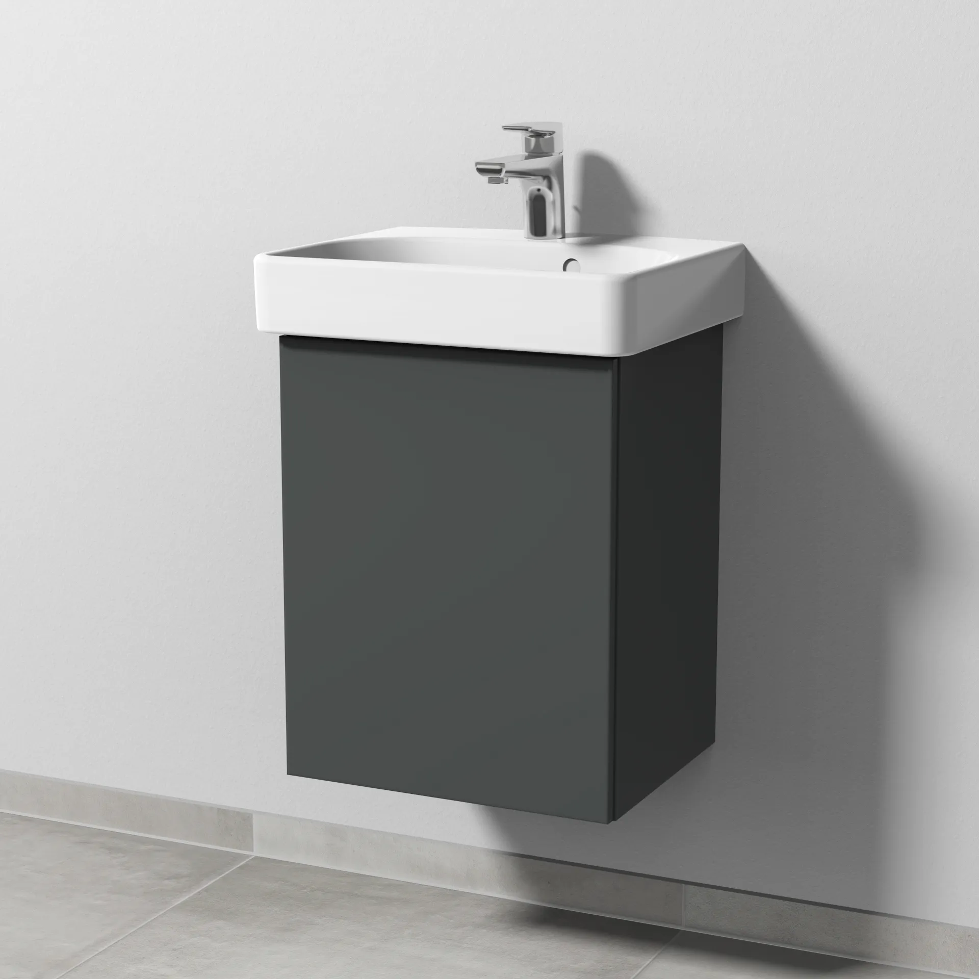 Sanipa Waschtischunterschrank „3way“ passend zu Keramik-Waschtische Smyle Square von Geberit 400 × 523 × 332 mm in Anthrazit (matt), Anschlag links