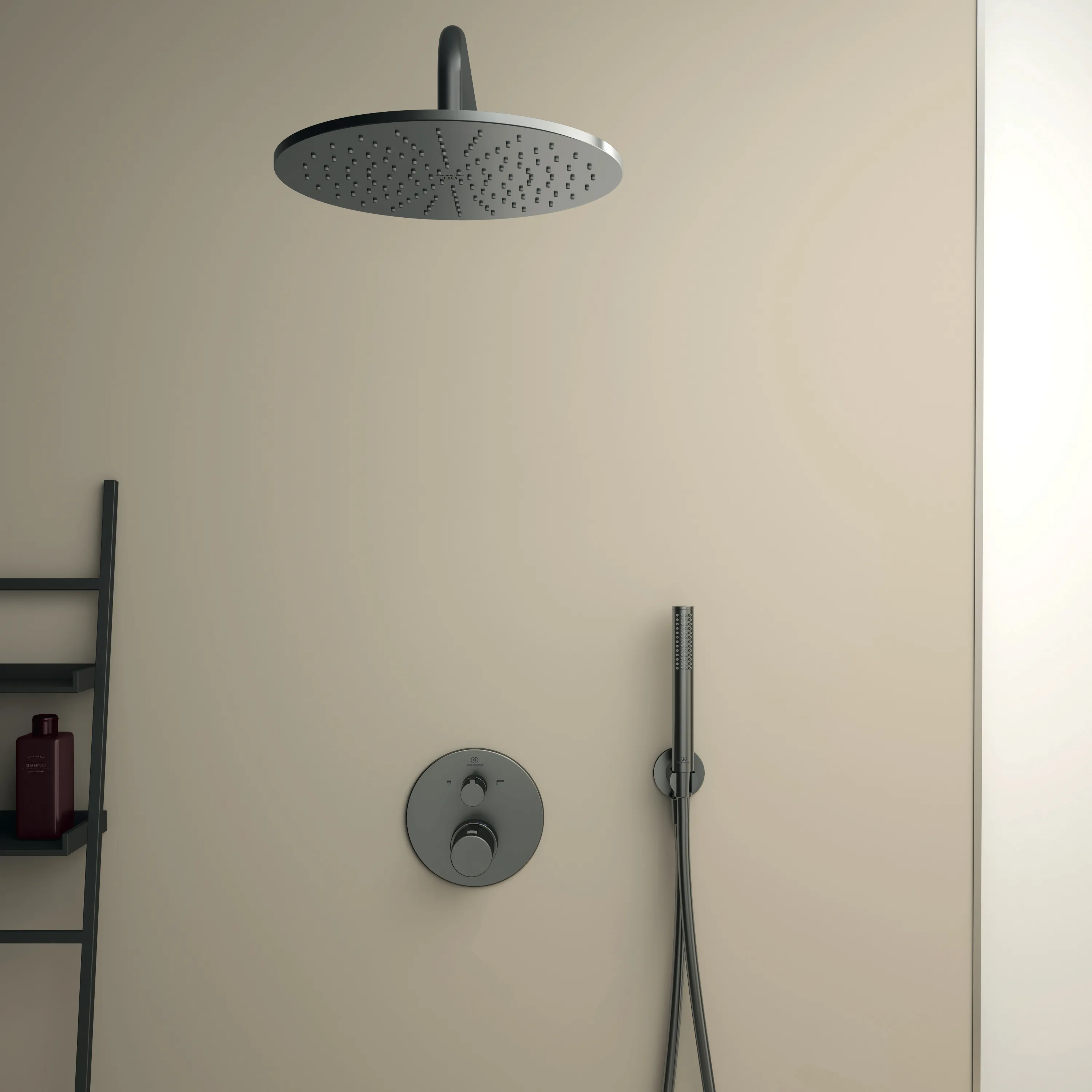 Badethermostat Unterputz Ceratherm T100, Bausatz 2, Rosette Durchmesser: 163mm, Brushed Gold Badethermostat Unterputz Ceratherm T100, Bausatz 2, Rosette Durchmesser: 163mm, Brushed Gold