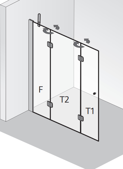 HSK teilgerahmt Walk-In-Duschkabine 3-teilig „Aperto“ Drehfalttür pendelbar, 3-teilig Glas Mattglas, Profile Chromoptik (Alu Hochglanz poliert), B: 1600 mm H: 2000 mm HSK teilgerahmt Walk-In-Duschkabine 3-teilig „Aperto“ Drehfalttür pendelbar, 3-teilig Glas Mattglas, Profile Chromoptik (Alu Hochglanz poliert), B: 1600 mm H: 2000 mm