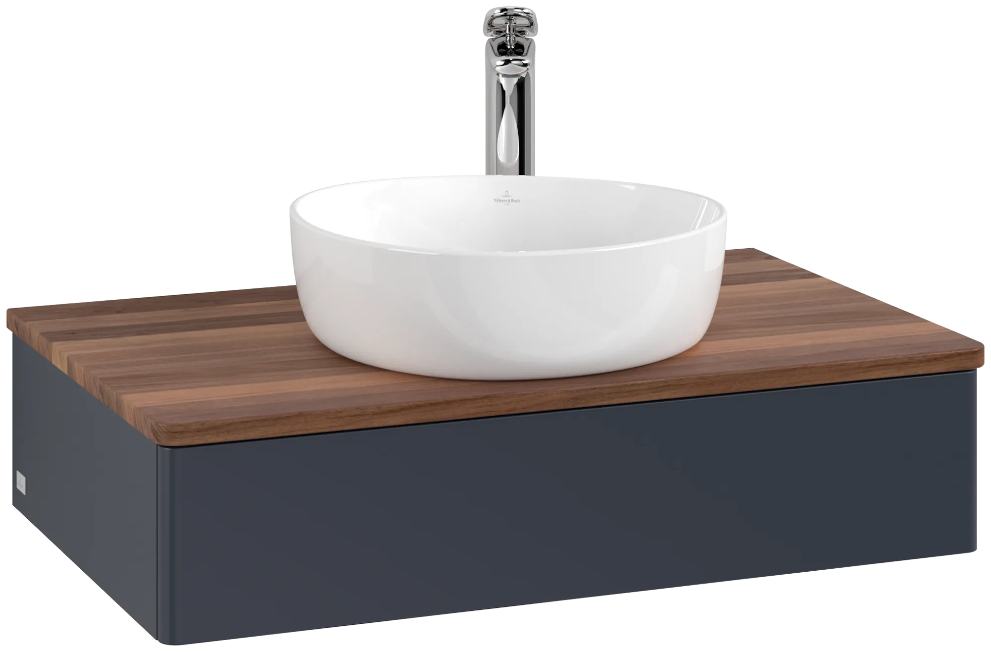 Villeroy & Boch Antao Waschbeckenunterschrank L08_5, Midnight Blue Matt Lacquer / Warm Walnut