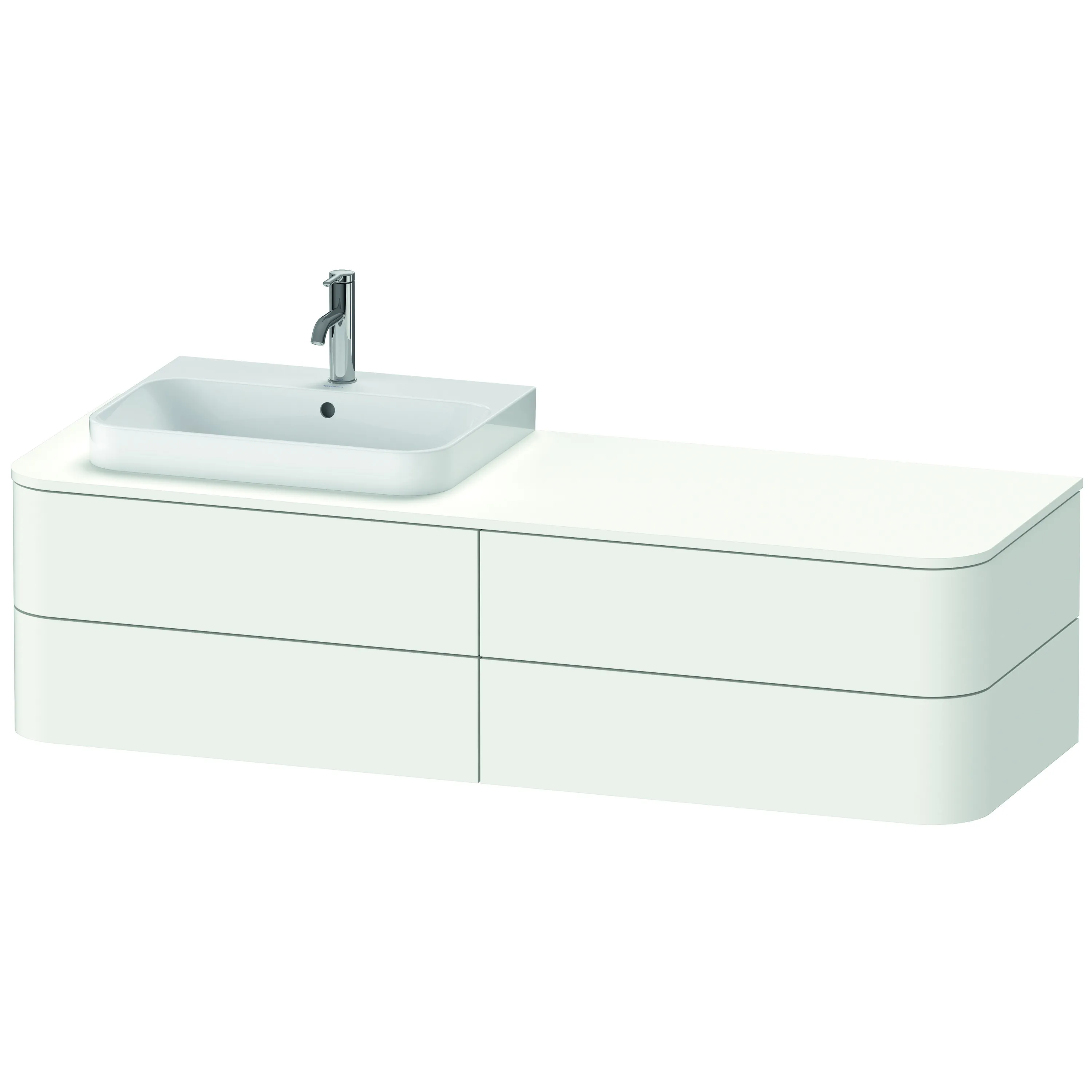 Duravit Waschtischunterschrank wandhängend „Happy D.2 Plus“ 160 × 40,8 × 55 cm Weiß Seidenmatt, links Duravit Waschtischunterschrank wandhängend „Happy D.2 Plus“ 160 × 40,8 × 55 cm Weiß Seidenmatt, links
