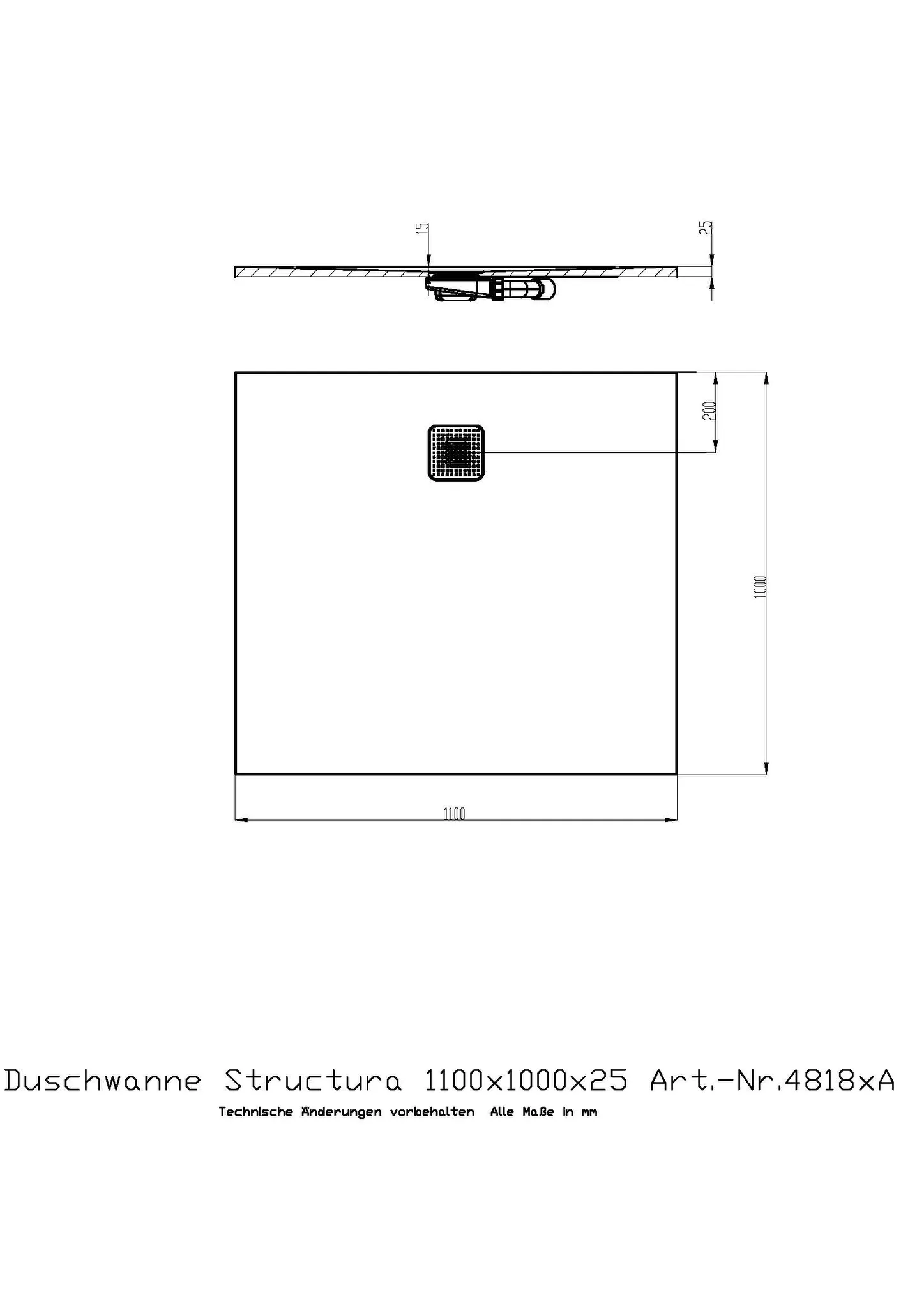 Duschwanne Structura 1100x1000x25 in gesoftete Schieferoptik, mit Antirutsch B, Material Solique, Weiß Duschwanne Structura 1100x1000x25 in gesoftete Schieferoptik, mit Antirutsch B, Material Solique, Weiß