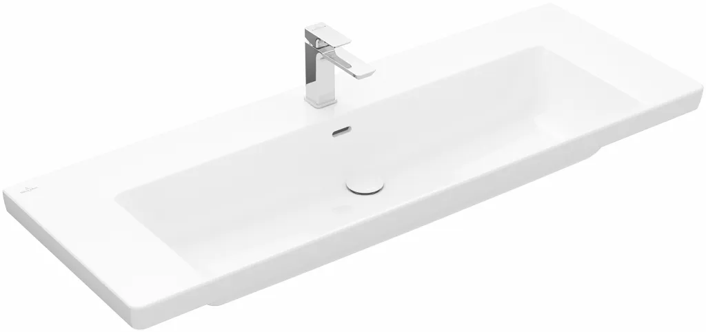 Villeroy & Boch Wandwaschtisch aus TitanCeram „Subway 3.0“ 1300 × 475 × 170 mm, ohne Hahnlochbohrung in Stone White