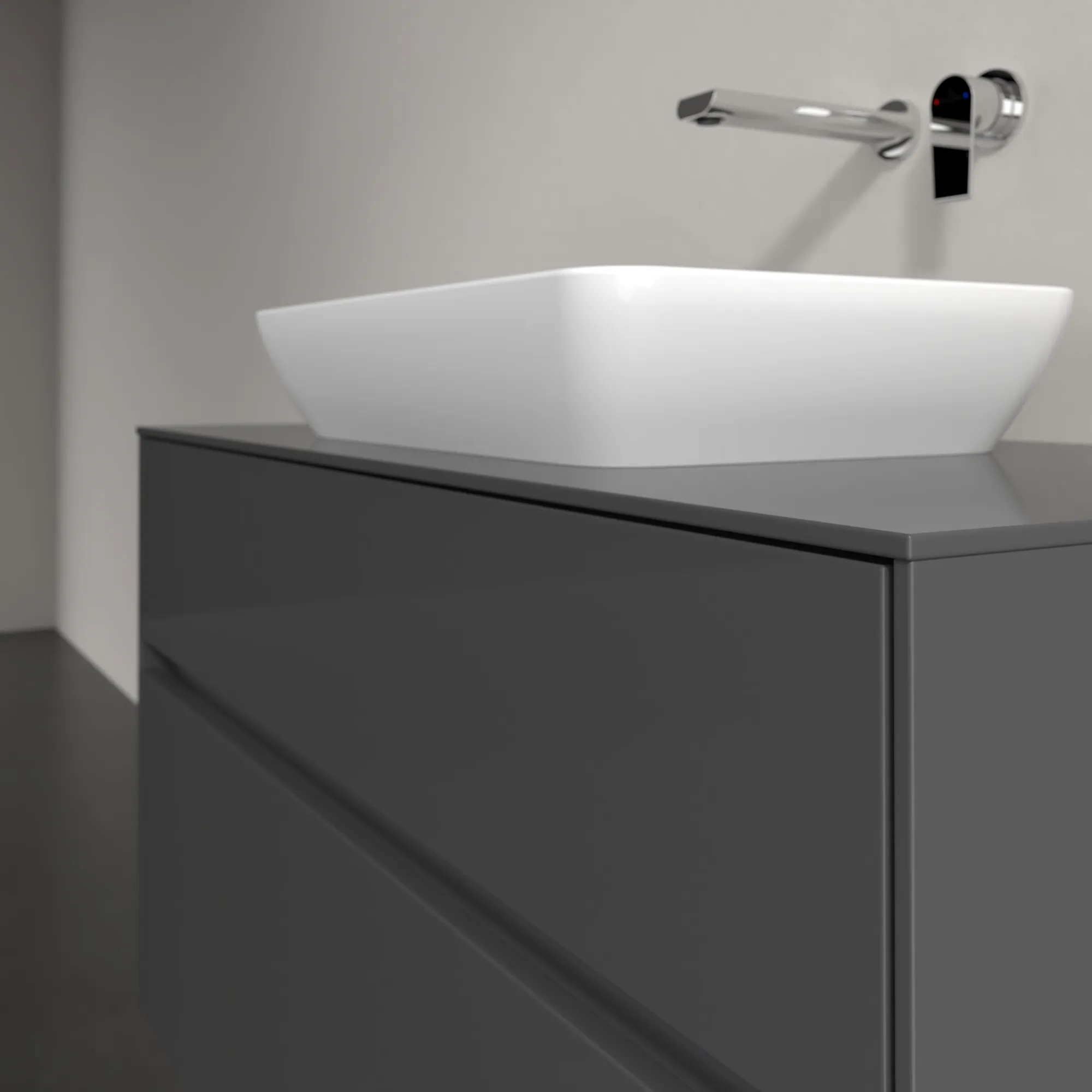 Villeroy & Boch Waschtischunterschrank „Collaro“ 1000 × 548 × 500 mm Glossy Grey, ohne Beleuchtung, für Becken mittig