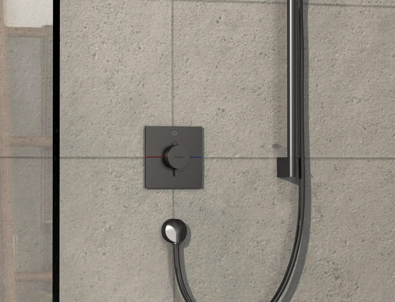 Hansgrohe ShowerSelect Comfort E Thermostat Unterputz, Brushed Black Chrome, 1 Verbraucher, flache Rosette, einfache Installation Hansgrohe ShowerSelect Comfort E Thermostat Unterputz, Brushed Black Chrome, 1 Verbraucher, flache Rosette, einfache Installation