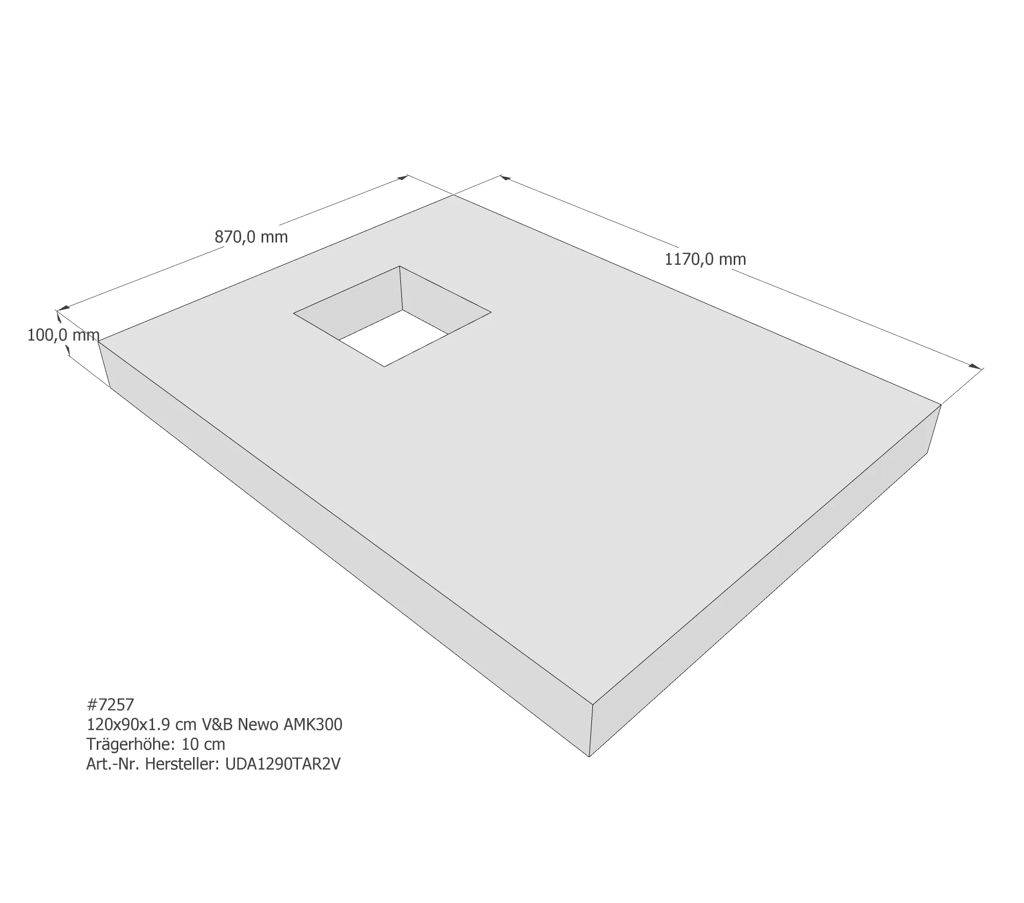 Duschwannenträger passend für Villeroy & Boch Newo 120 × 90 × 1,9 cm