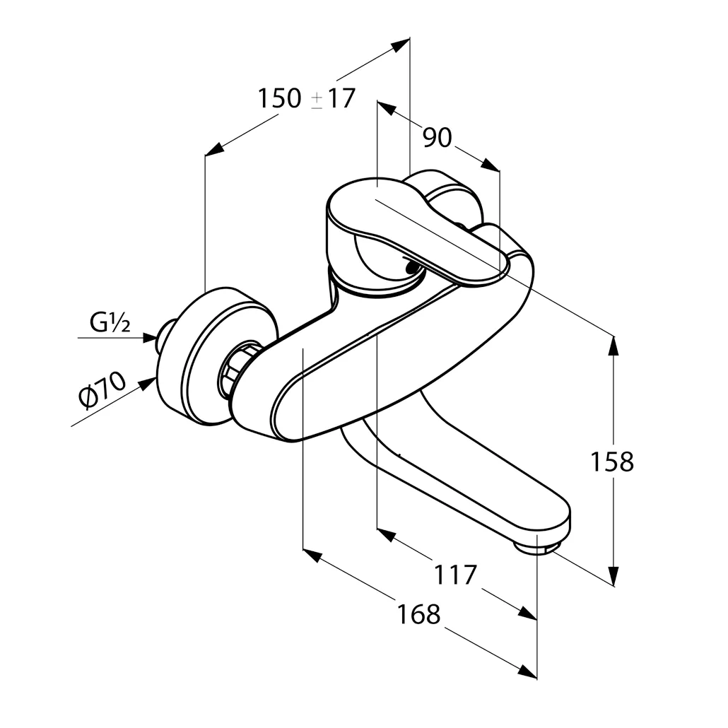 Kludi OBJEKTA Spültisch-EHM DN 15 Wandmontage chrom