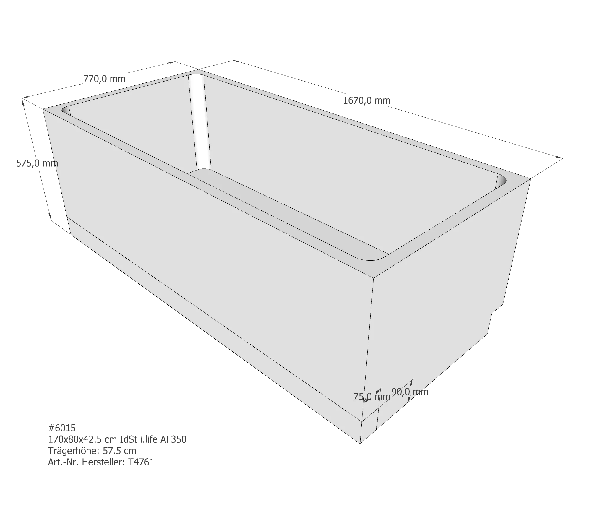Badewannenträger passend für Ideal Standard i.life 170 × 80 × 42,5 cm Badewannenträger passend für Ideal Standard i.life 170 × 80 × 42,5 cm