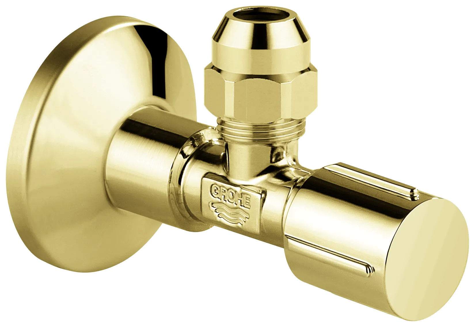 Eckventil 22037, Wandanschluss 1/2'', Abgang 3/8'', langer Schubschaft, Quetschverschraubung Ø 10 mm, Schubrosette aus Metall, chrom Eckventil 22037, Wandanschluss 1/2'', Abgang 3/8'', langer Schubschaft, Quetschverschraubung Ø 10 mm, Schubrosette aus Metall, chrom