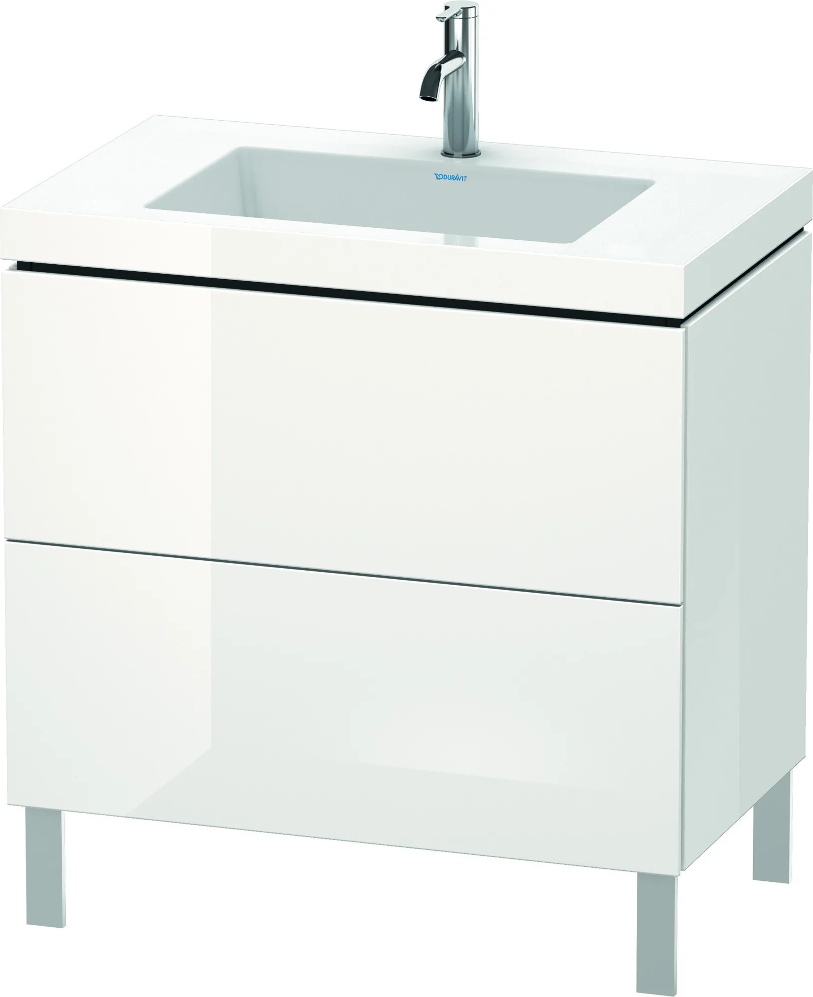 Duravit Waschtischunterschrank bodenstehend „L-Cube“ 80 × 69,8 × 48 cm Weiß Hochglanz