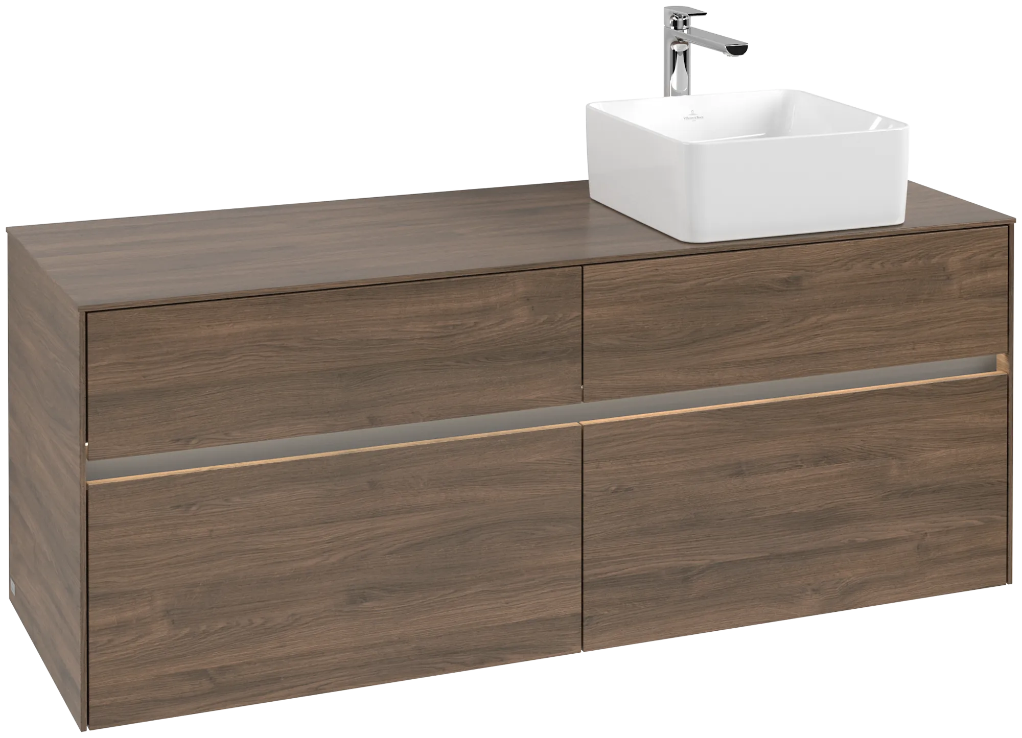 Villeroy & Boch Waschbeckenunterschrank Collaro Arizona Oak, 1400x548x500 mm, mit Beleuchtung und SoftClosing, Eckig Villeroy & Boch Waschbeckenunterschrank Collaro Arizona Oak, 1400x548x500 mm, mit Beleuchtung und SoftClosing, Eckig