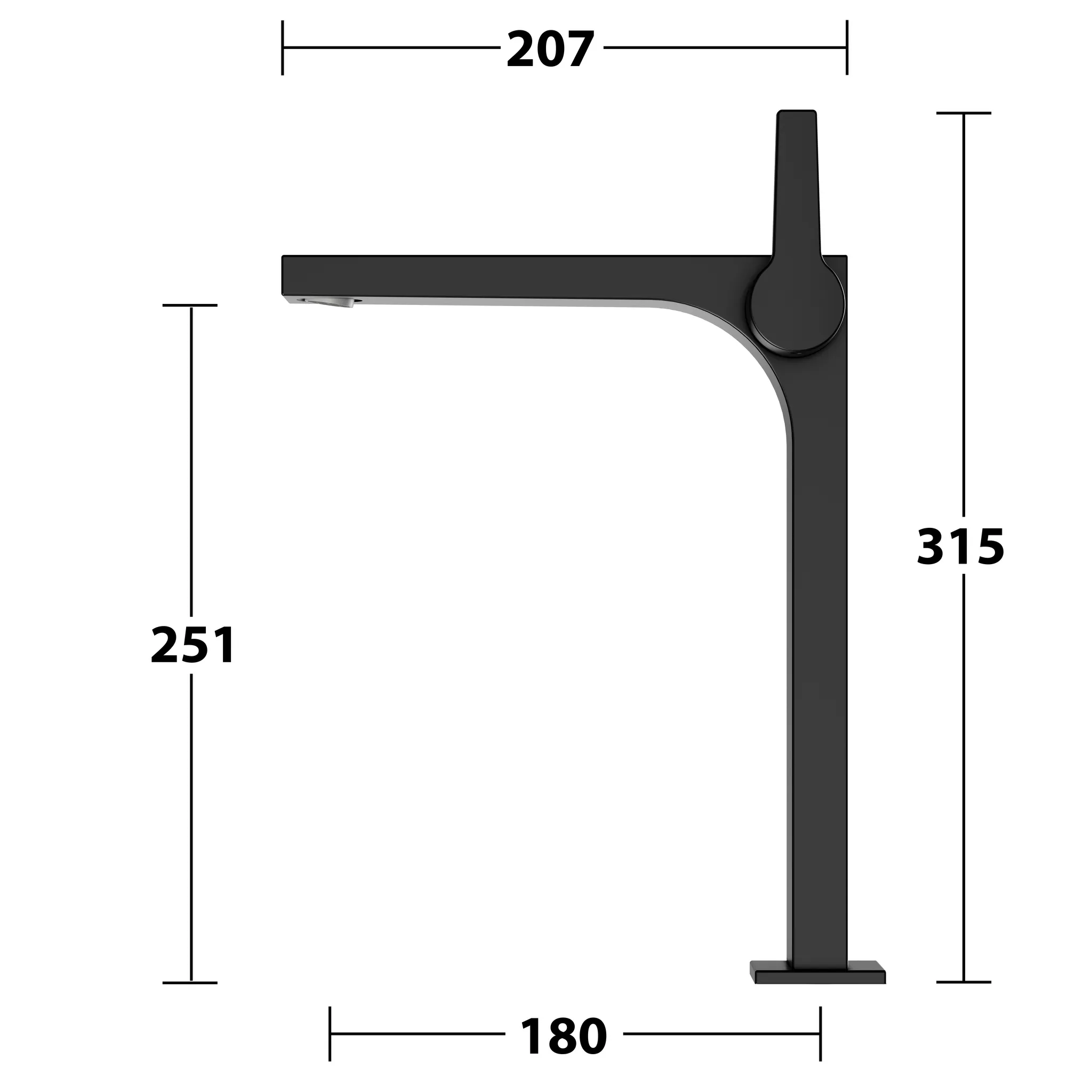 KEUCO EDITION 11 Einhebel-Waschtischmischer 250 ohne Zugstangen-Ablaufgarnitur schwarz matt