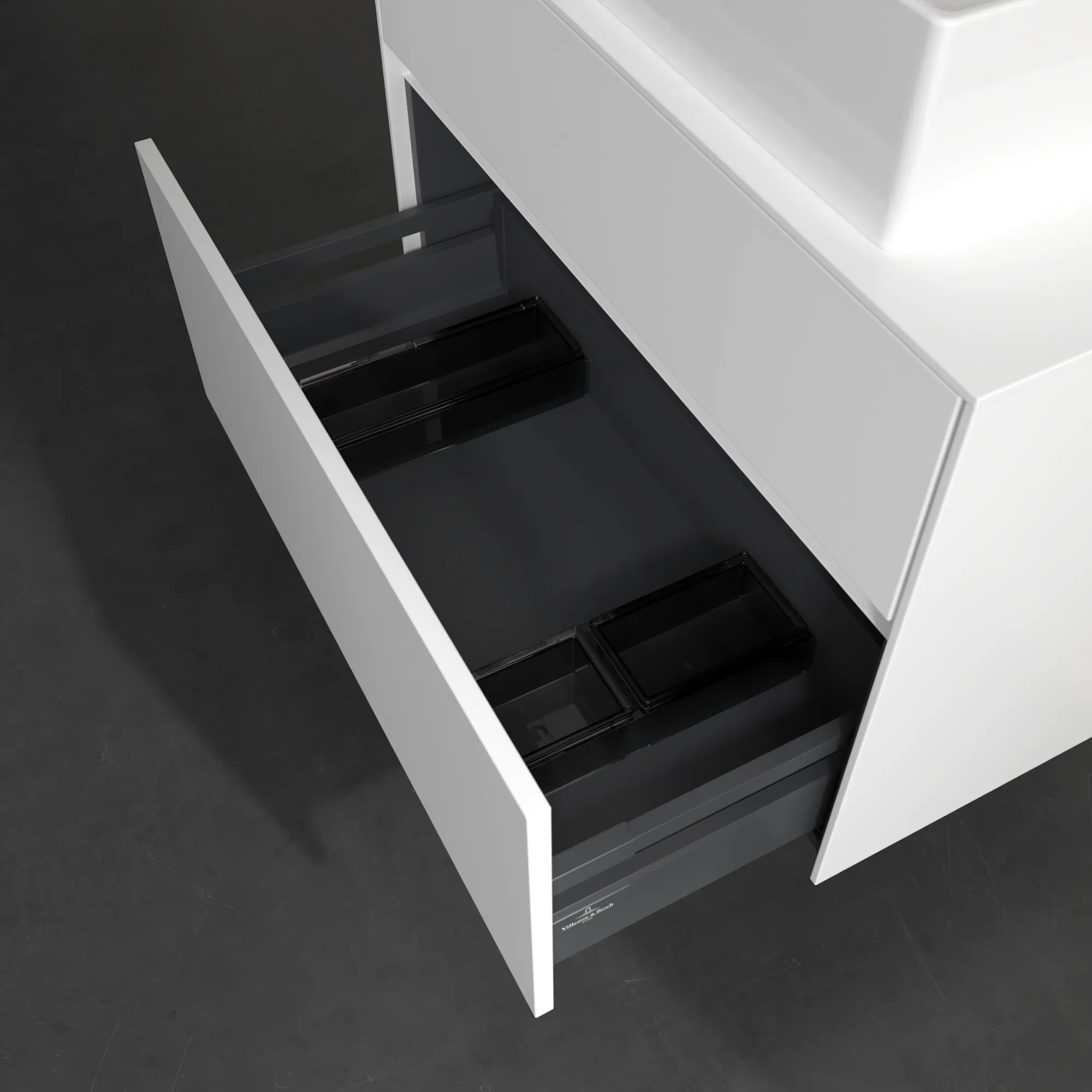 Villeroy & Boch Waschbeckenunterschrank Collaro C12400, Eckig White Matt, 800x548x500mm, mit Absenkautomatik und integrierten Griffen