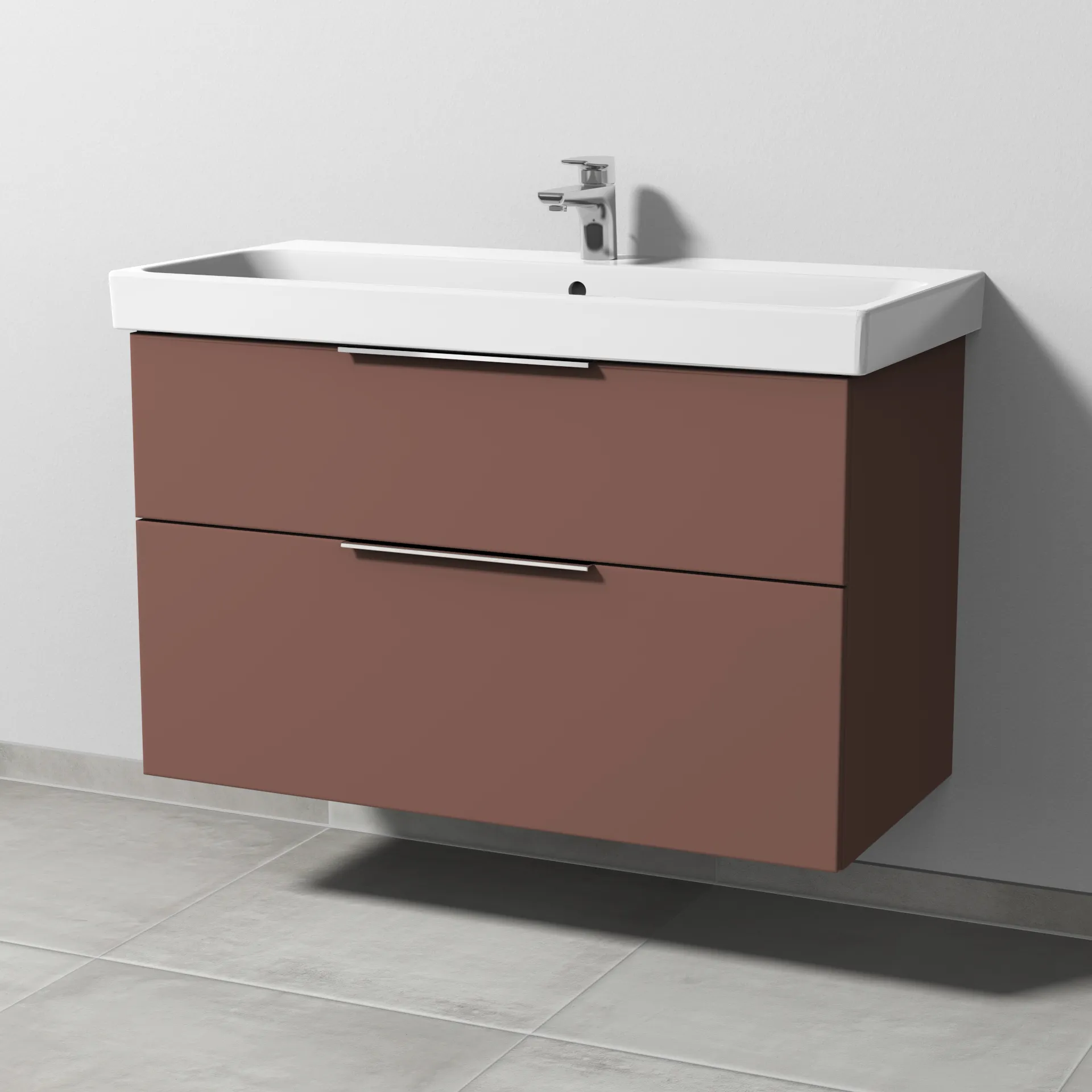 Sanipa Waschtischunterschrank „3way“ 950 × 588 × 453 mm in Wine-Red, mit Hahnlochbohrung, Becken mittig