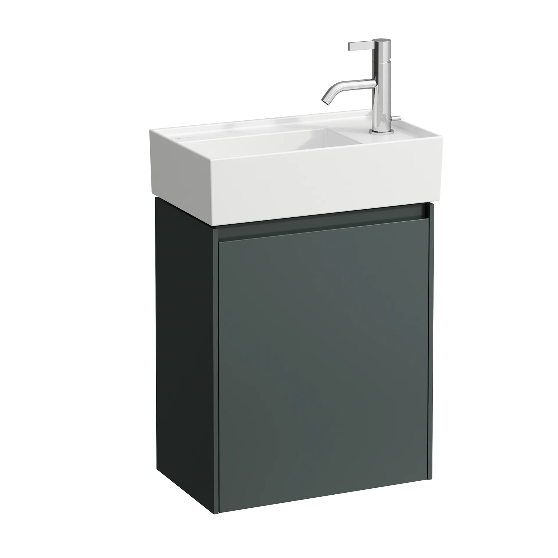 Waschtischunterbau LANI 270x437x515 1 Tür Scharnier rechts integrierte Griffleiste und Soft-Close 1 Glasablage (fix) für Waschtisch Kartell • H815334 weiß matt Waschtischunterbau LANI 270x437x515 1 Tür Scharnier rechts integrierte Griffleiste und Soft-Close 1 Glasablage (fix) für Waschtisch Kartell • H815334 weiß matt