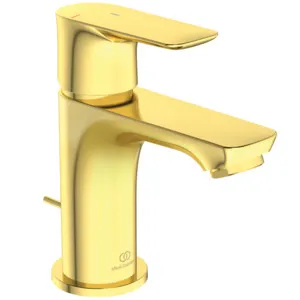 Ideal Standard Waschtischarmatur Connect Air Piccolo BlueStart Ausladung 90mm mit Ablaufgarnitur Brushed Gold Ideal Standard Waschtischarmatur Connect Air Piccolo BlueStart Ausladung 90mm mit Ablaufgarnitur Brushed Gold