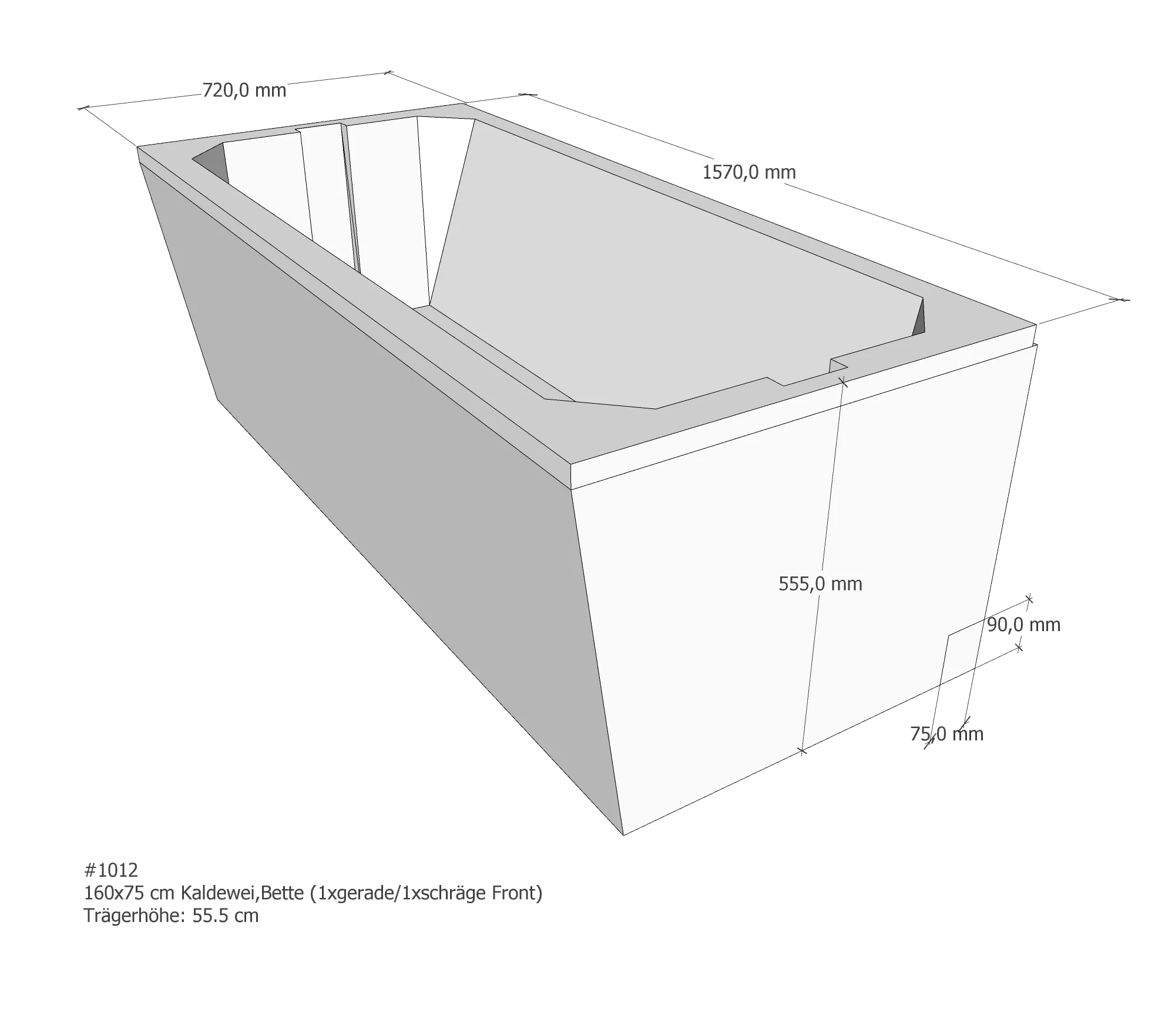 Badewannenträger für BetteForm 160 × 75 cm Badewannenträger für BetteForm 160 × 75 cm