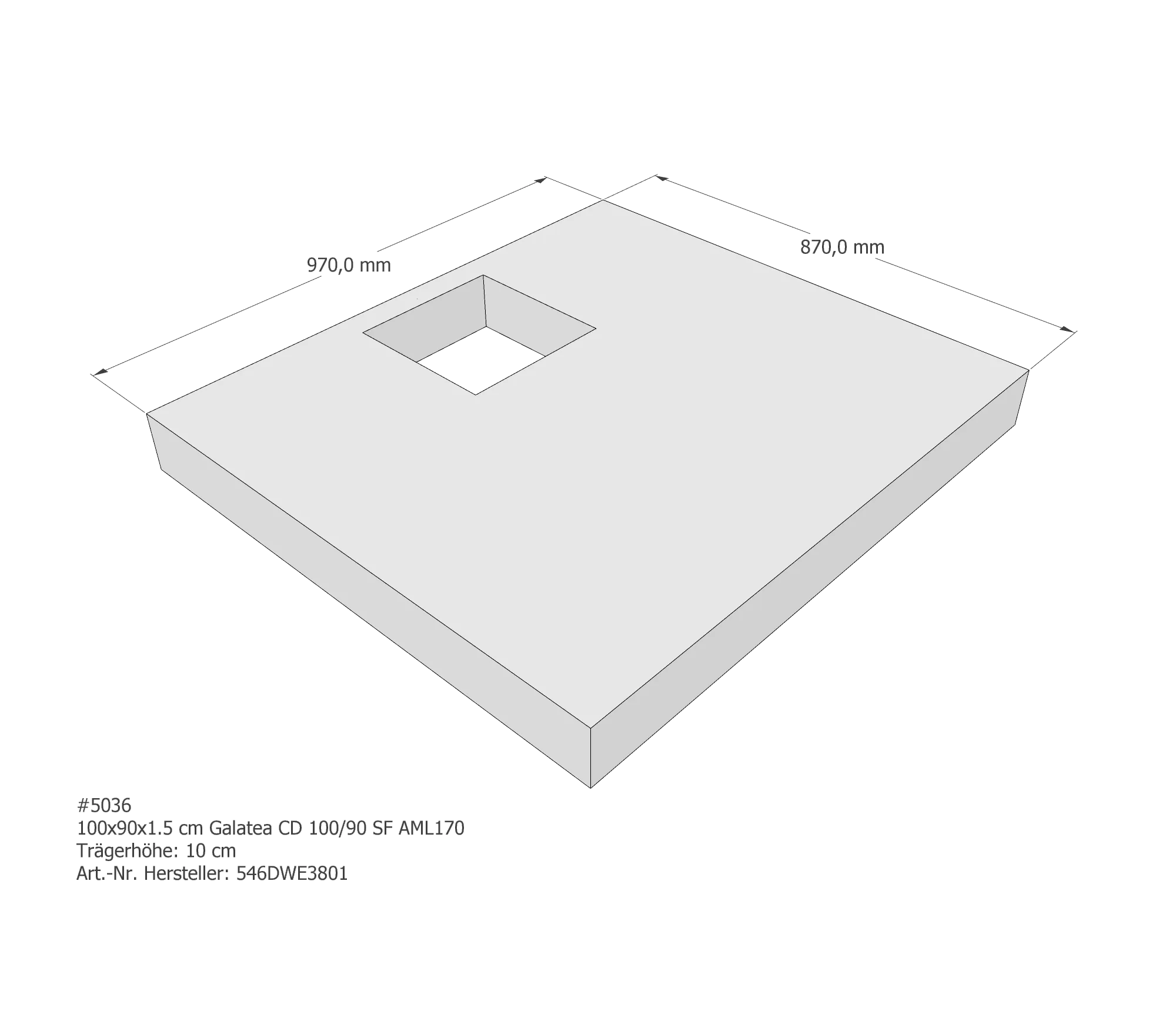 Duschwannenträger passend für Galatea CD 100/90 SF 100 × 90 × 1,5 cm