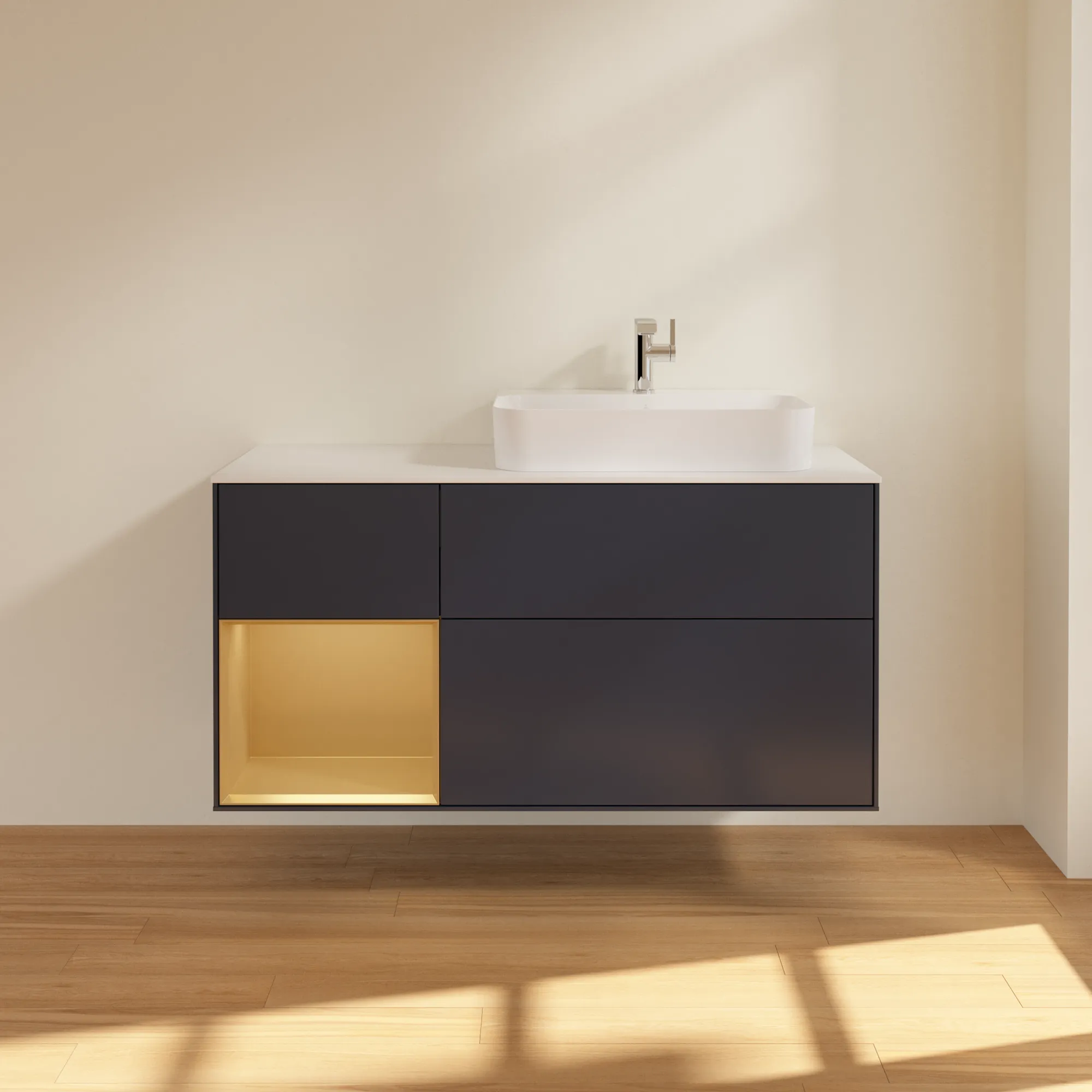 Villeroy & Boch Waschtischunterschrank „Finion“ für Schrankwaschtisch 1200 × 603 × 501 mm Midnight Blue Matt Lacquer, für Becken rechts Villeroy & Boch Waschtischunterschrank „Finion“ für Schrankwaschtisch 1200 × 603 × 501 mm Midnight Blue Matt Lacquer, für Becken rechts