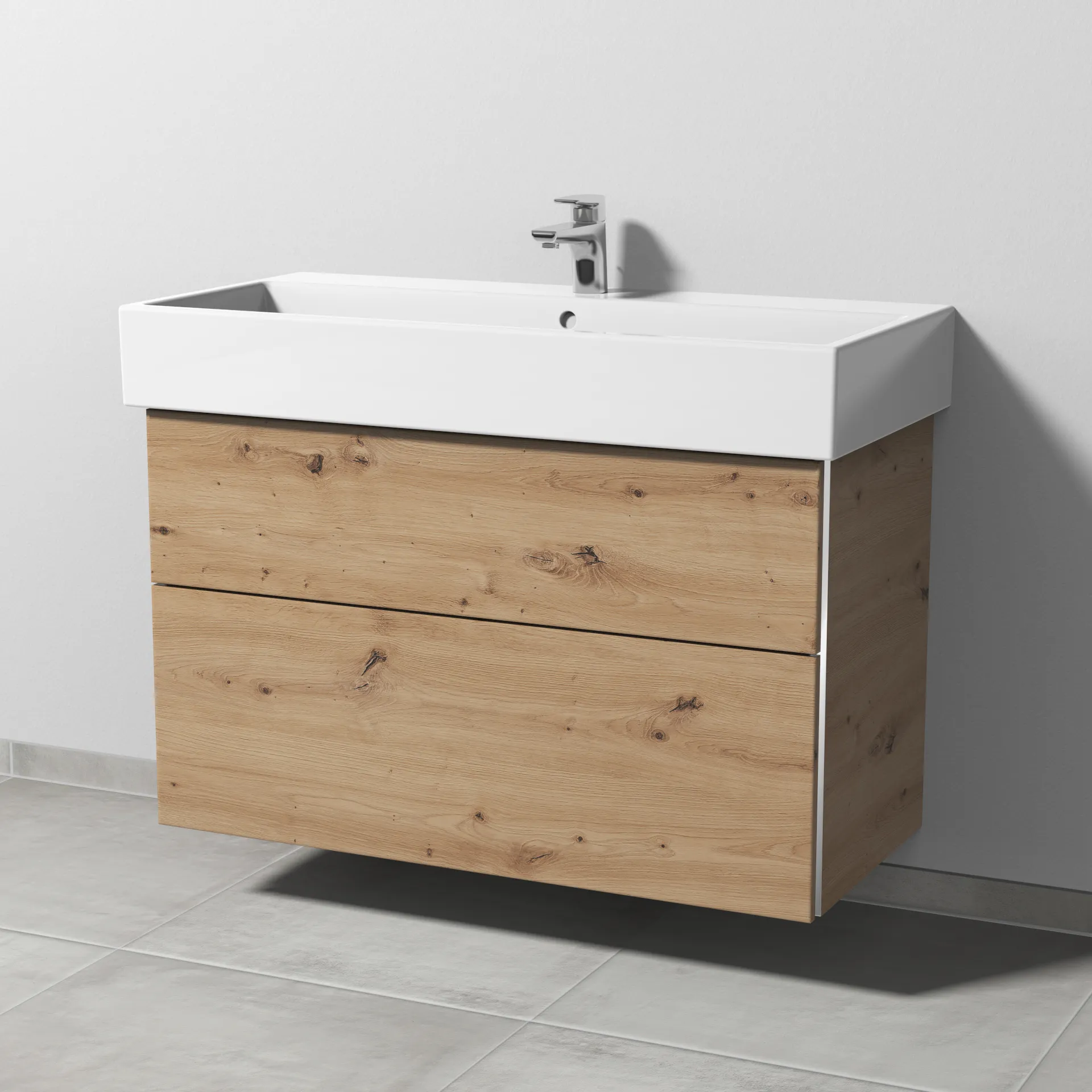 Sanipa Waschtischunterschrank „3way“ passend zu Keramik-Waschtische Vero Air von Duravit 950 × 591 × 447 mm in Eiche Natural-Touch
