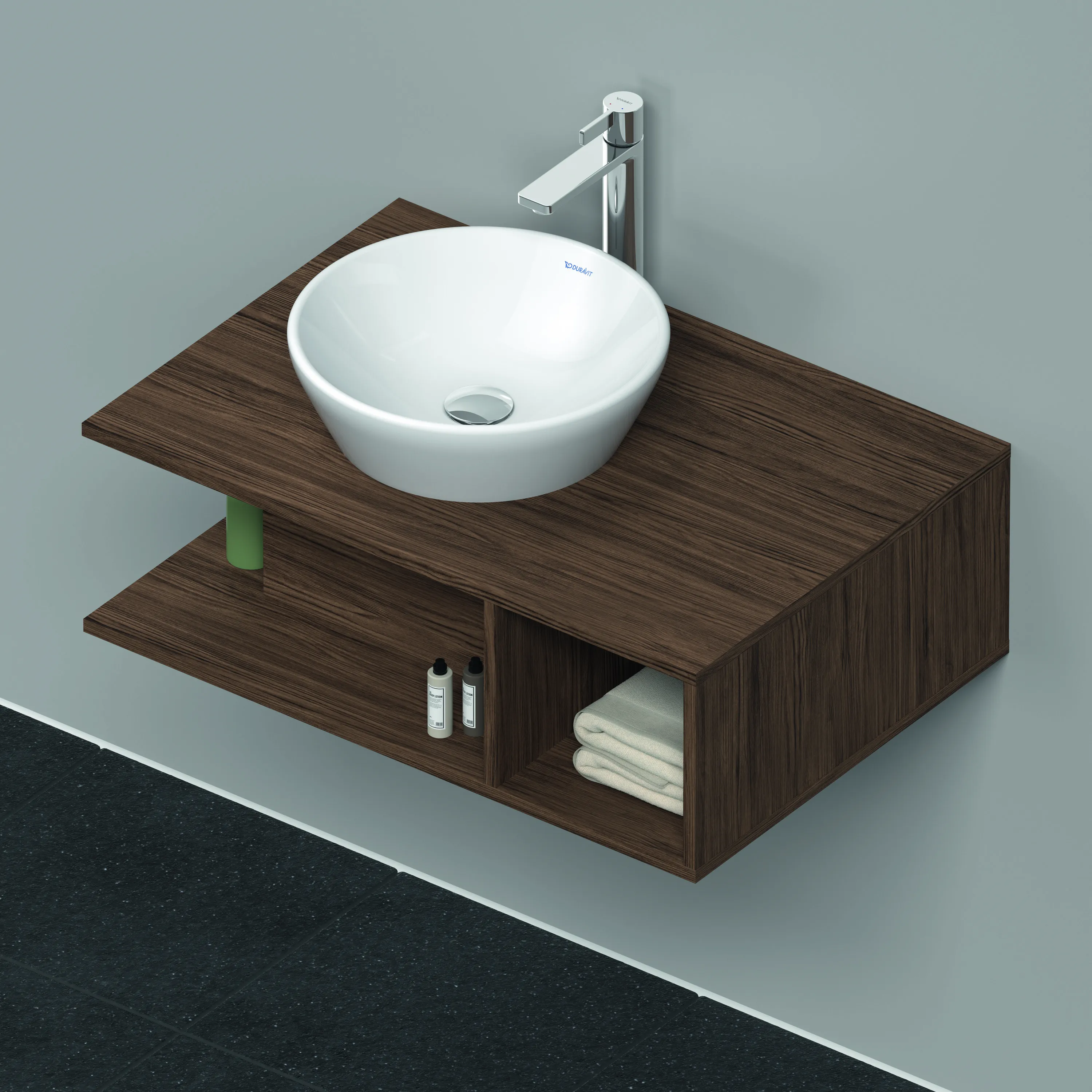Duravit Waschtischunterschrank wandhängend „D-Neo“ 80 × 26 × 55 cm Nussbaum Dunkel