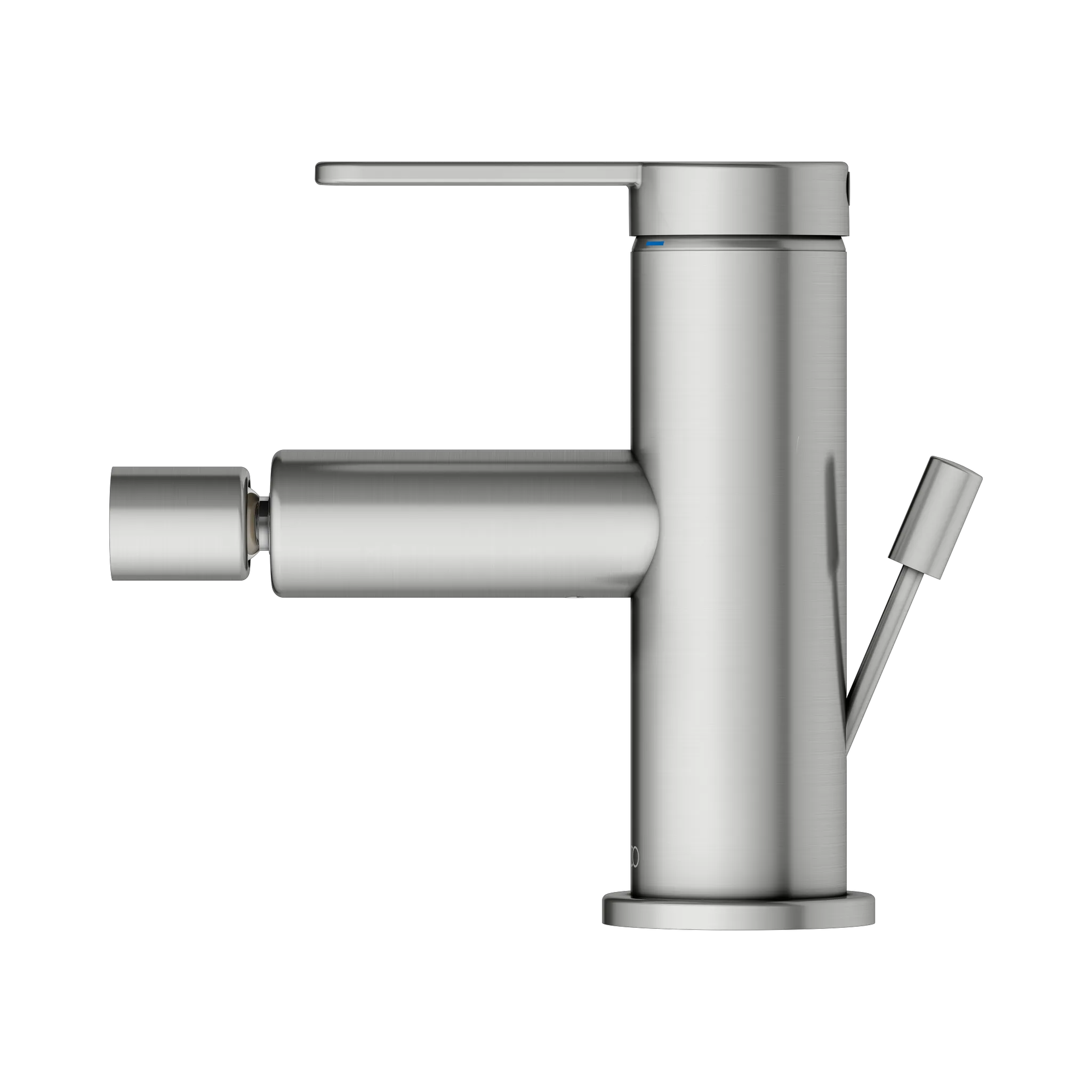 KEUCO IXMO Einhebel-Bidetmischer IXMO Flat mit Zugstangen-Ablaufgarnitur IXMO Flat, Rosette rund Edelstahl-finish