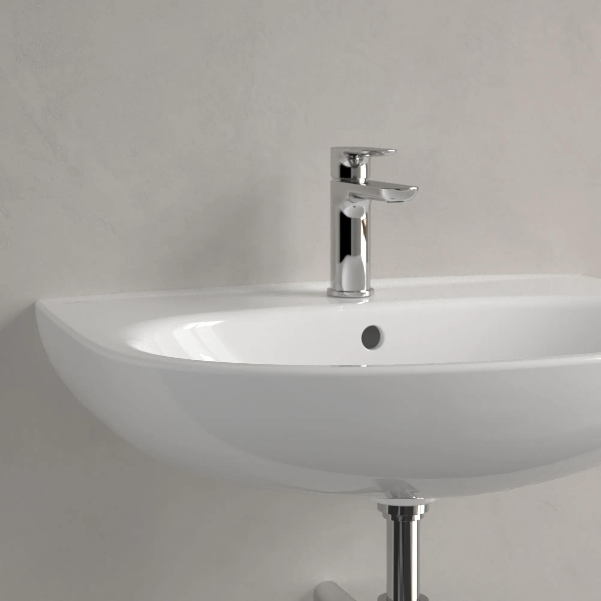 Villeroy & Boch Wandwaschtisch „O.novo“ 650 × 480 × 180 mm, für Becken mittig, Hahnlochposition mittig in Weiß Alpin
