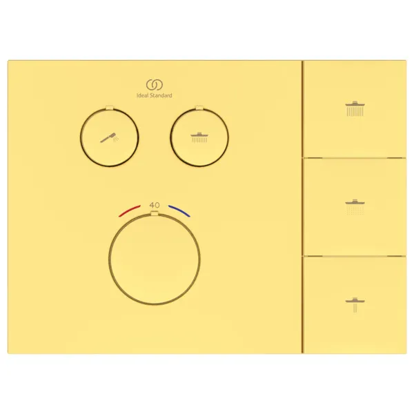Ideal Standard Brausethermostat Ceratherm Navigo Solos Brushed Gold, Unterputz-Bausatz 1 Easy-Box, 213x41x157 mm, 2 Entnahmestellen, DICHT-FIX System