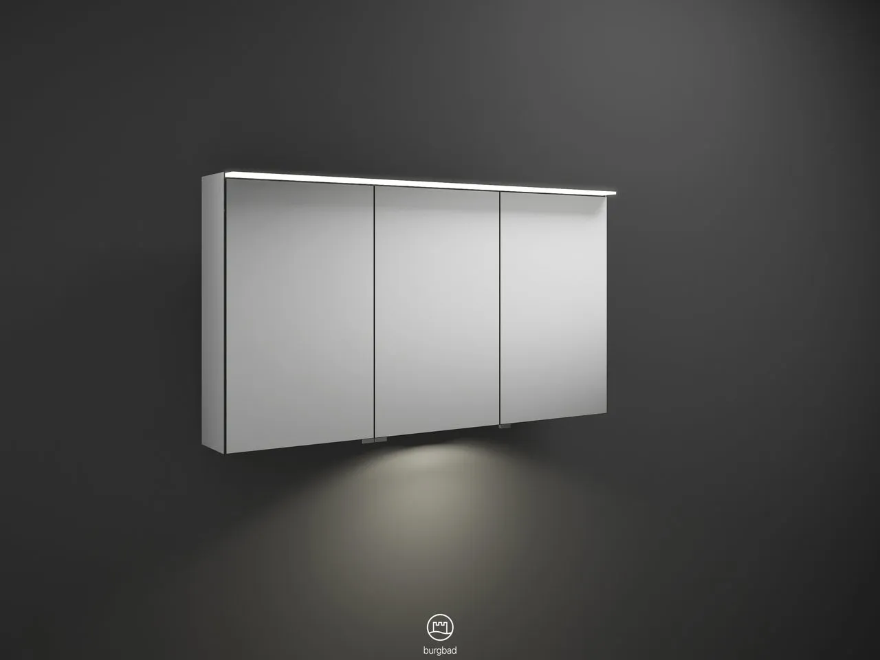 Spiegelschrank Junit von burgbad - beidseitig verspiegelt, LED-Aufsatzleuchte 4200 K, Anthrazitgrau, 1.206 x 200 mm, Höhe 670 mm Spiegelschrank Junit von burgbad - beidseitig verspiegelt, LED-Aufsatzleuchte 4200 K, Anthrazitgrau, 1.206 x 200 mm, Höhe 670 mm