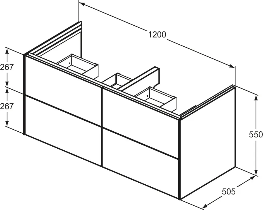 Ideal Standard Waschtischunterschrank „Conca“ 120 × 55 × 50,5 cm Weiß matt lackiert Ideal Standard Waschtischunterschrank „Conca“ 120 × 55 × 50,5 cm Weiß matt lackiert