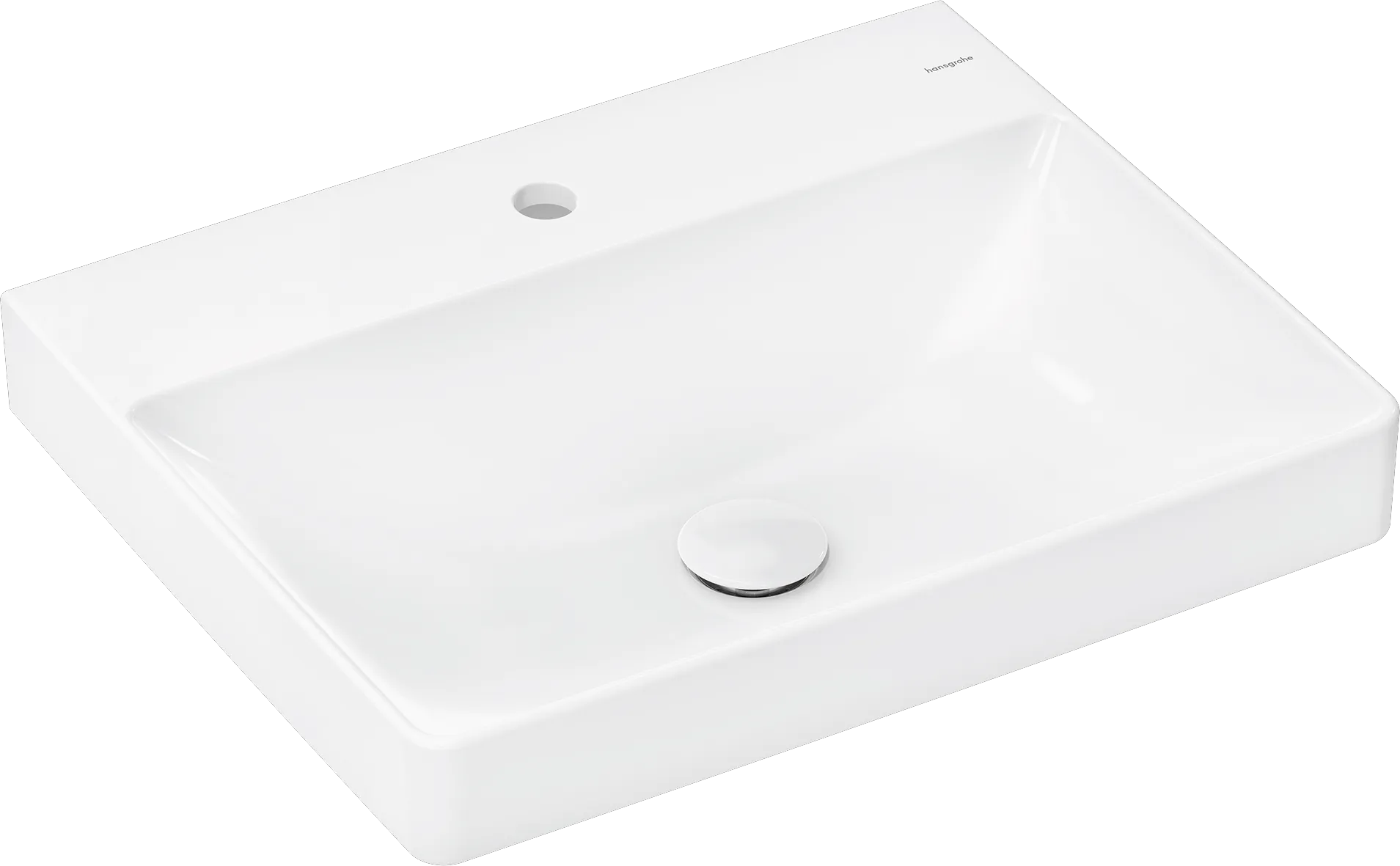 Hansgrohe Xelu Q Aufsatzwaschtisch geschliffen 600⁄480 mit Hahnloch ohne Überlauf, SmartClean, Weiß