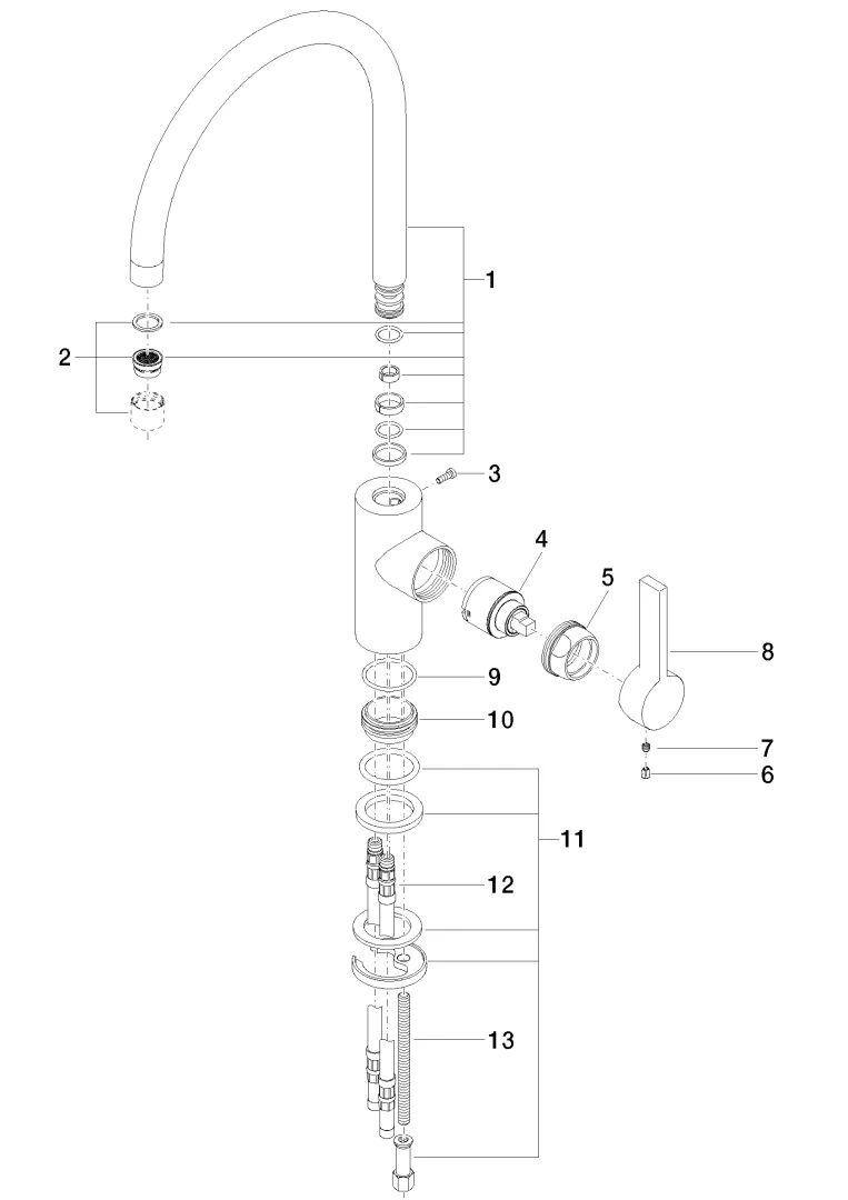 Dornbracht Einhebelmischer TARA ULTRA, Dark Brass gebürstet PVD, Ausladung 241 mm, schwenkbarer Auslauf 360°, Armaturenhöhe 393 mm, Bohrungsdurchmesser 35 mm, max. Durchfluss 8 l/min bei 3 bar Fließdruck