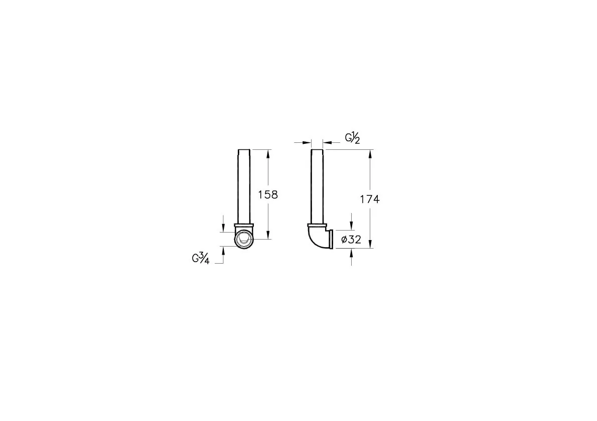 Zubehör Verbindungsrohr Wanneneinlauf 17 cm G 1/2″ - G 3/4″ Zubehör Verbindungsrohr Wanneneinlauf 17 cm G 1/2″ - G 3/4″