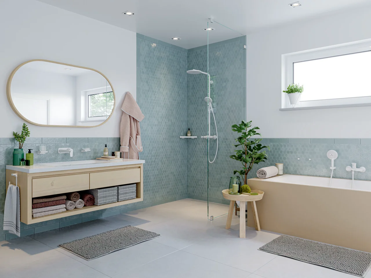 Hansgrohe Talis E Einhebel-Waschtischmischer Unterputz, Mattweiß, Ausladung 225 mm